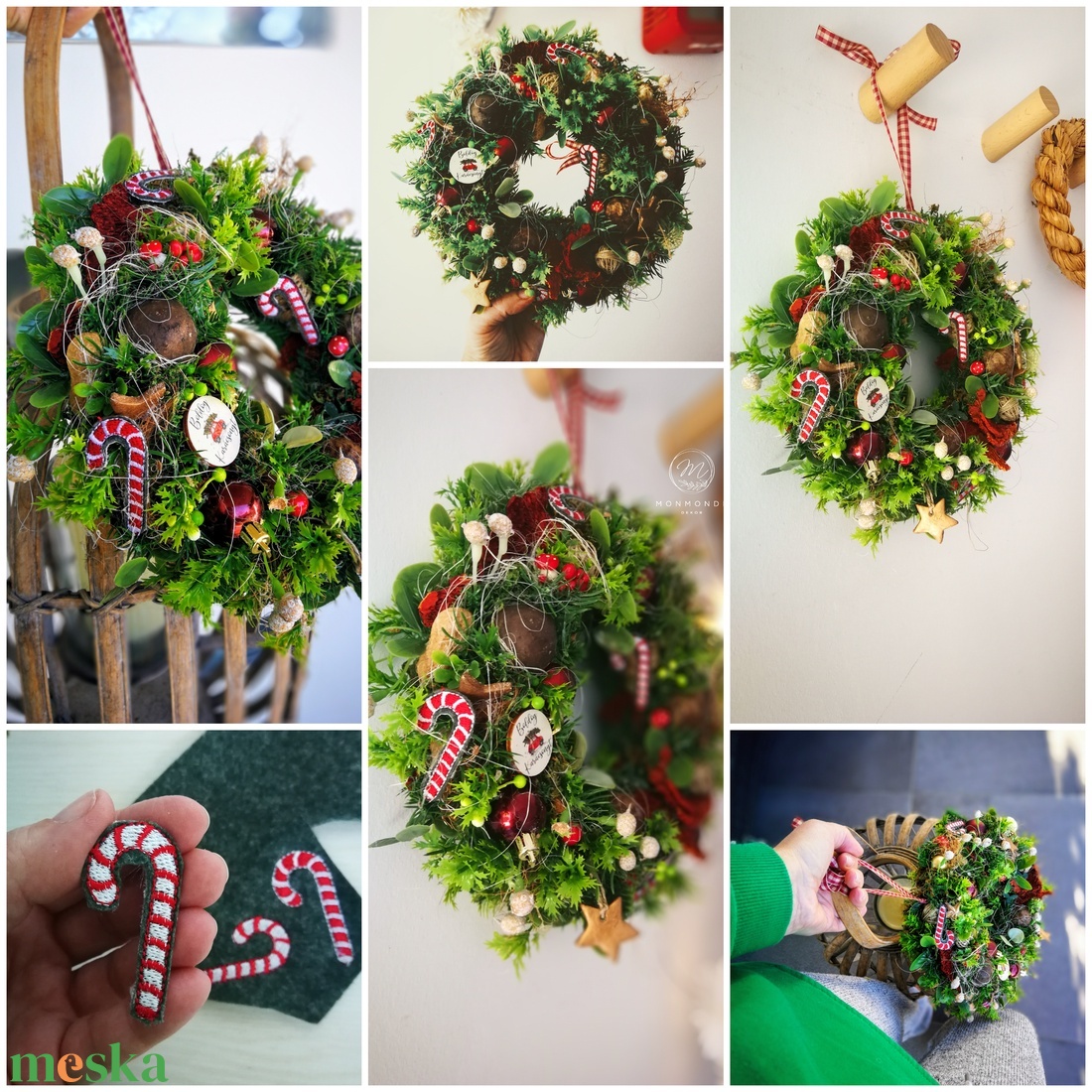 Kézműves karácsonyi kopogtató  hagyományos téli ajtódísz - karácsony - karácsonyi lakásdekoráció - karácsonyi ajtódíszek - Meska.hu