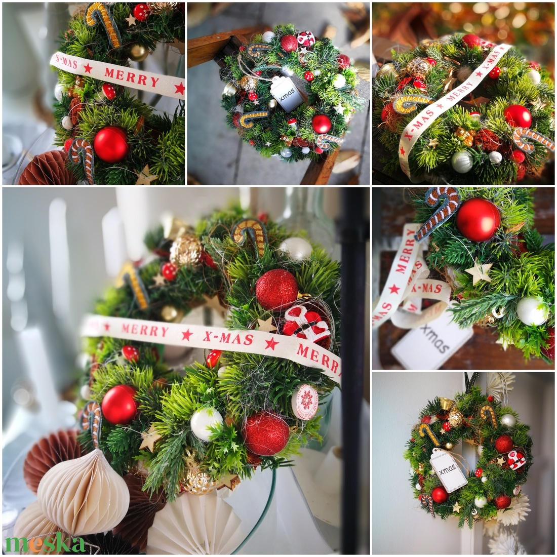 Kézműves karácsonyi kopogtató � hagyományos téli ajtódísz, 23 cm - karácsony - karácsonyi lakásdekoráció - karácsonyi ajtódíszek - Meska.hu