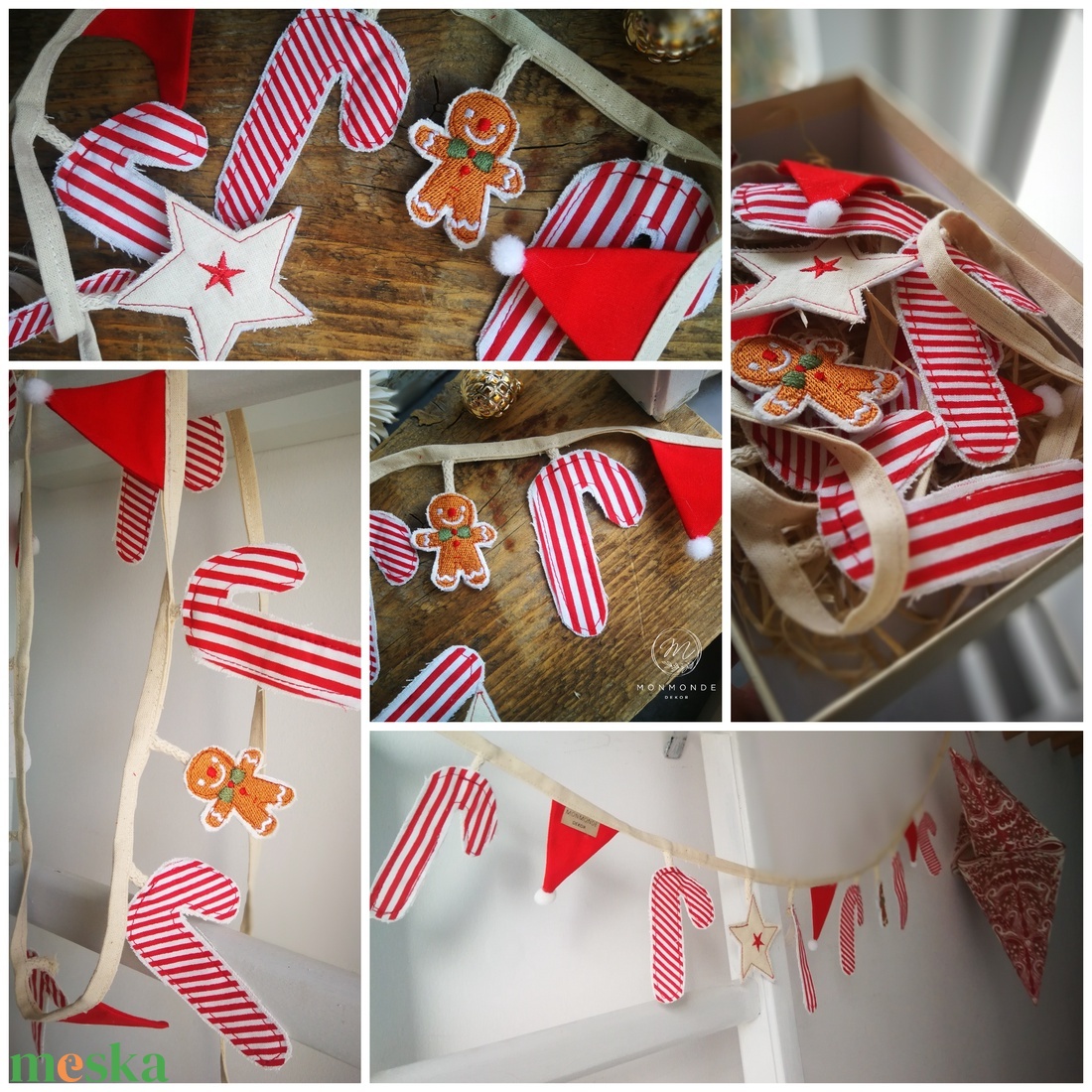 Karácsonyi mini girland dekoráció - karácsony - karácsonyi lakásdekoráció - karácsonyi girland, boa - Meska.hu