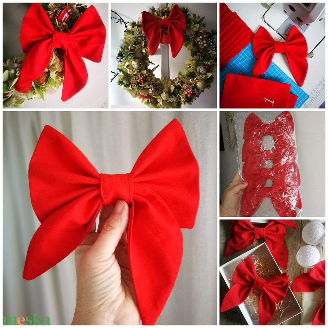 Textil masni dekoráció, piros - darabáras - karácsony - karácsonyi lakásdekoráció - karácsonyfadíszek - Meska.hu