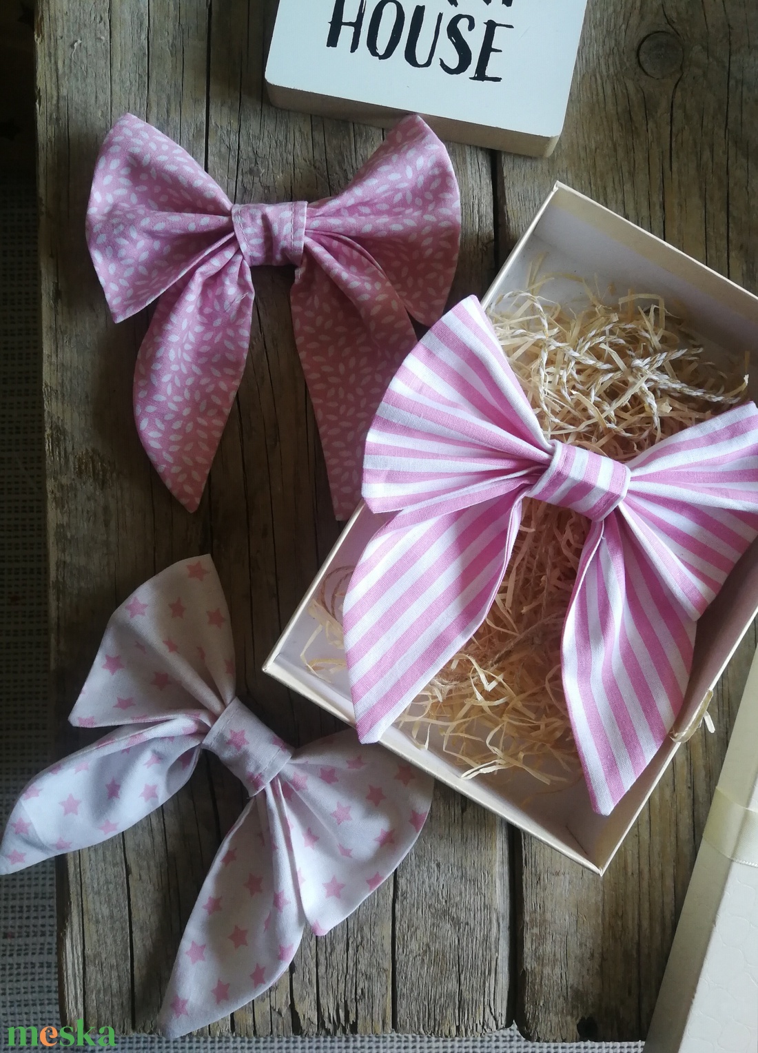 Textil masni dekoráció, rózsaszín - 3 darabos szett - karácsony - karácsonyi lakásdekoráció - karácsonyfadíszek - Meska.hu