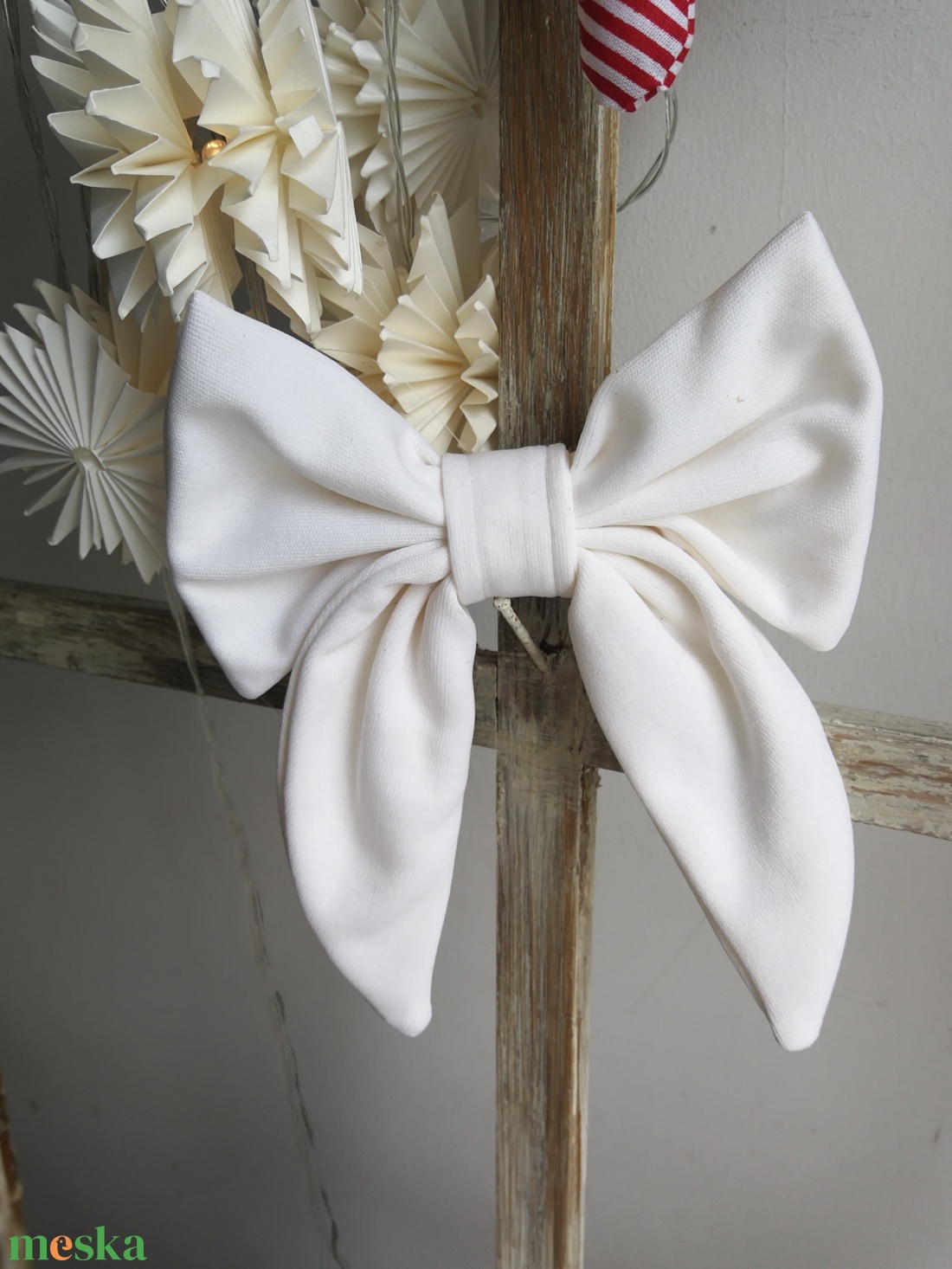 Textil masni dekoráció, fehér - darabáras - karácsony - karácsonyi lakásdekoráció - karácsonyfadíszek - Meska.hu