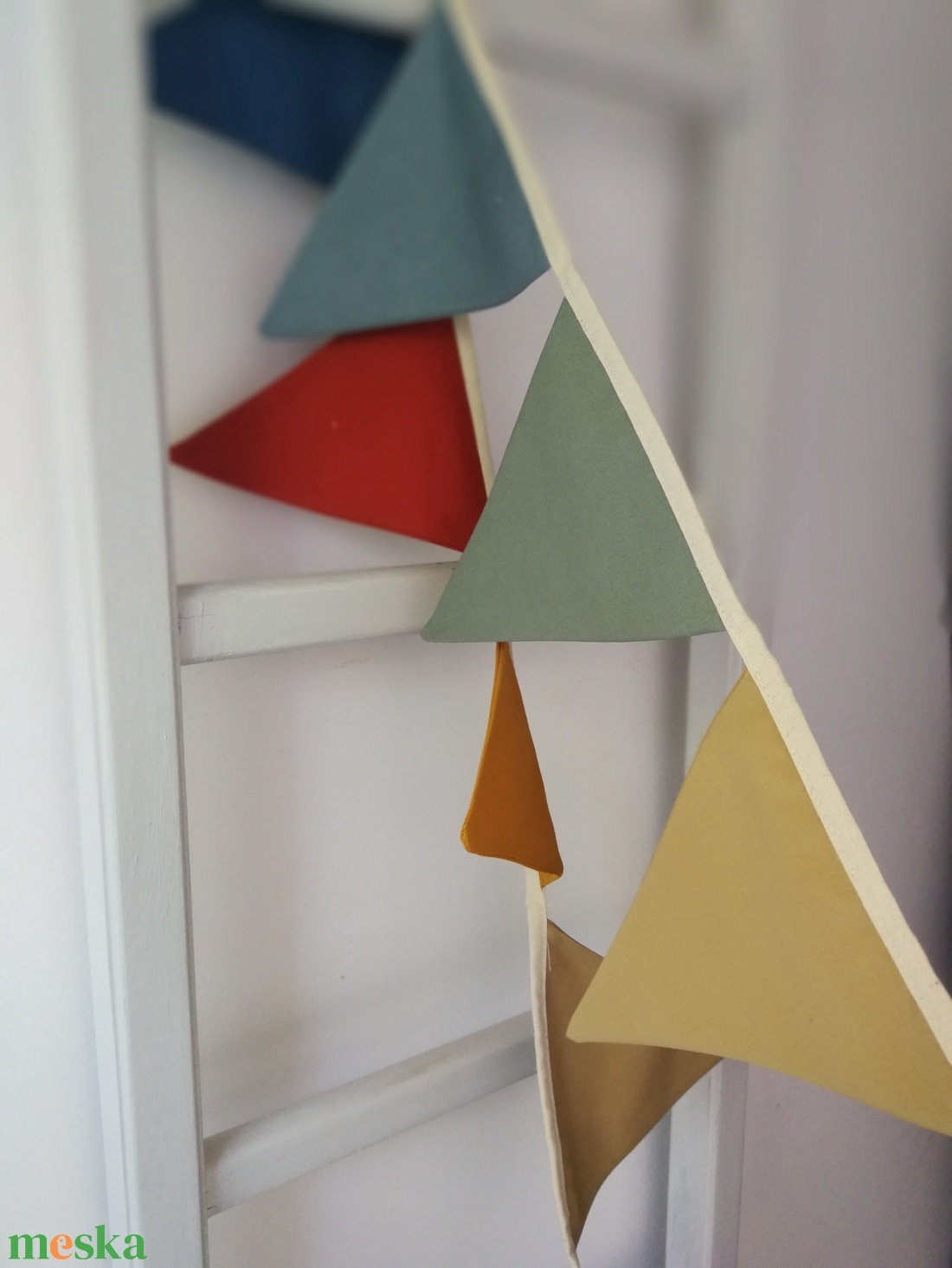 Zászlófüzér, Textil Girland Dekoráció, Babaszoba Dekor, Háromszög Zászló - otthon & életmód - babaszoba, gyerekszoba - babaszoba dekoráció - Meska.hu