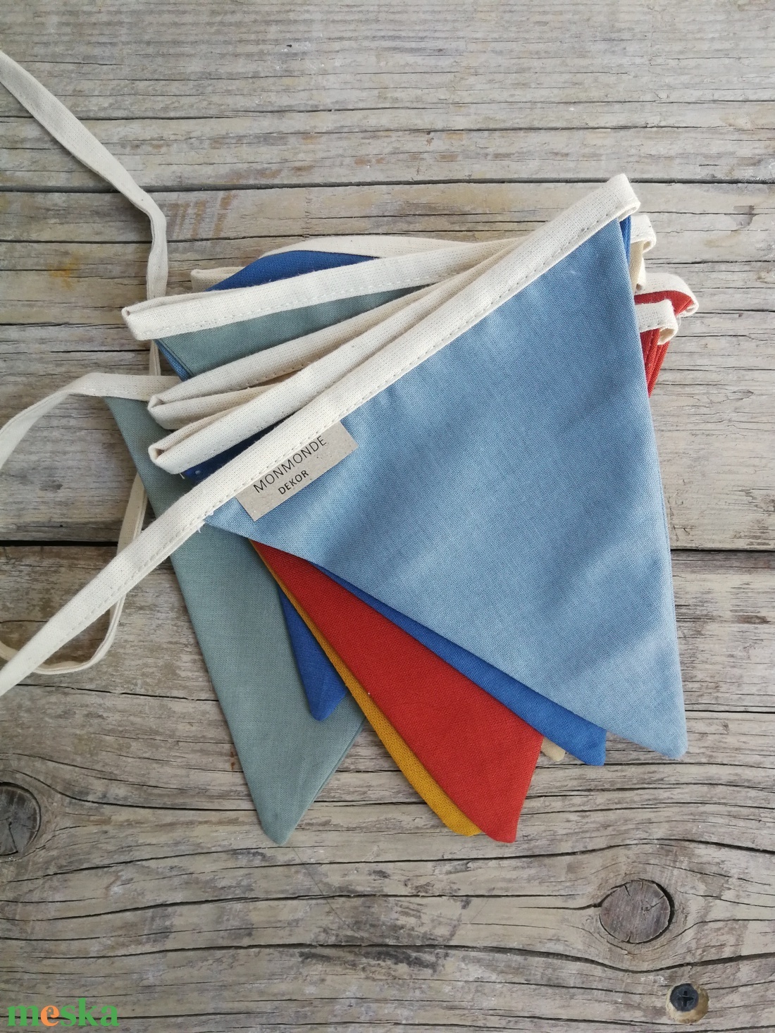 Zászlófüzér, Textil Girland Dekoráció, Babaszoba Dekor, Háromszög Zászló - otthon & életmód - babaszoba, gyerekszoba - babaszoba dekoráció - Meska.hu