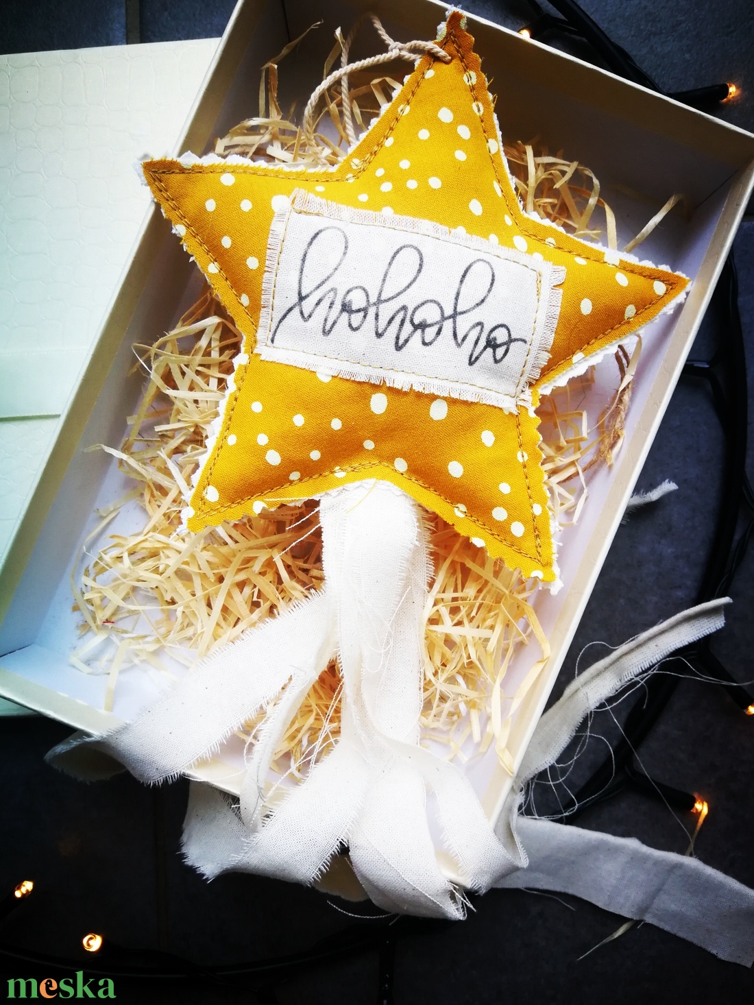 Bohém kézműves csillag dekoráció - karácsony - karácsonyi lakásdekoráció - karácsonyfadíszek - Meska.hu