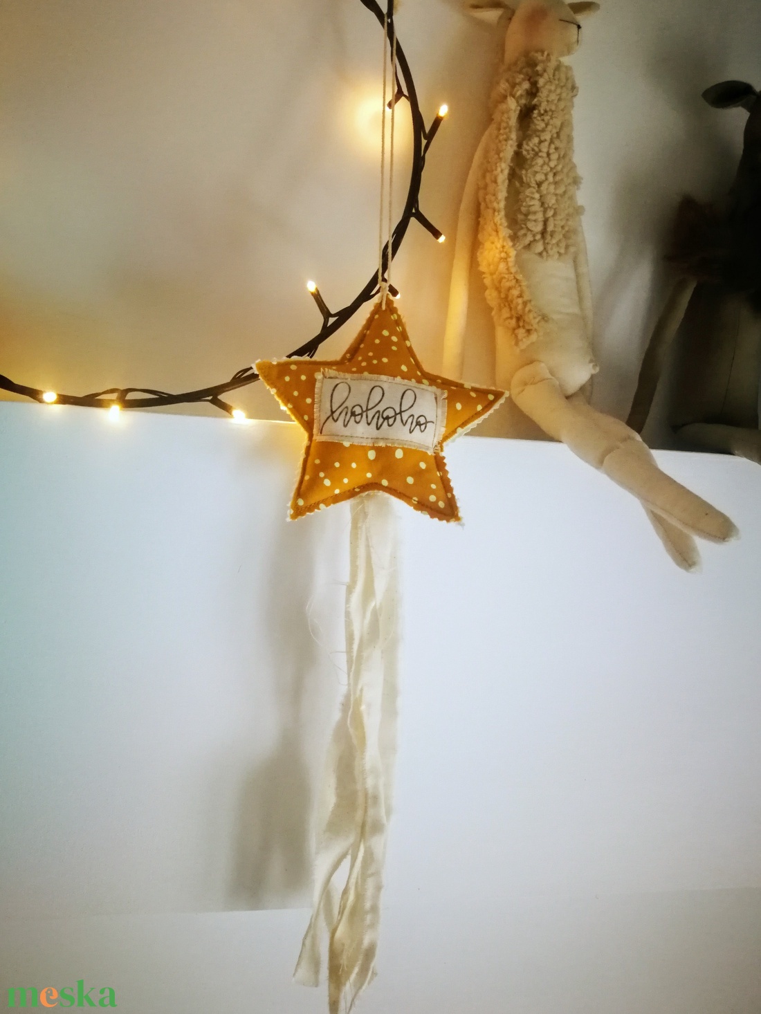 Bohém kézműves csillag dekoráció - karácsony - karácsonyi lakásdekoráció - karácsonyfadíszek - Meska.hu