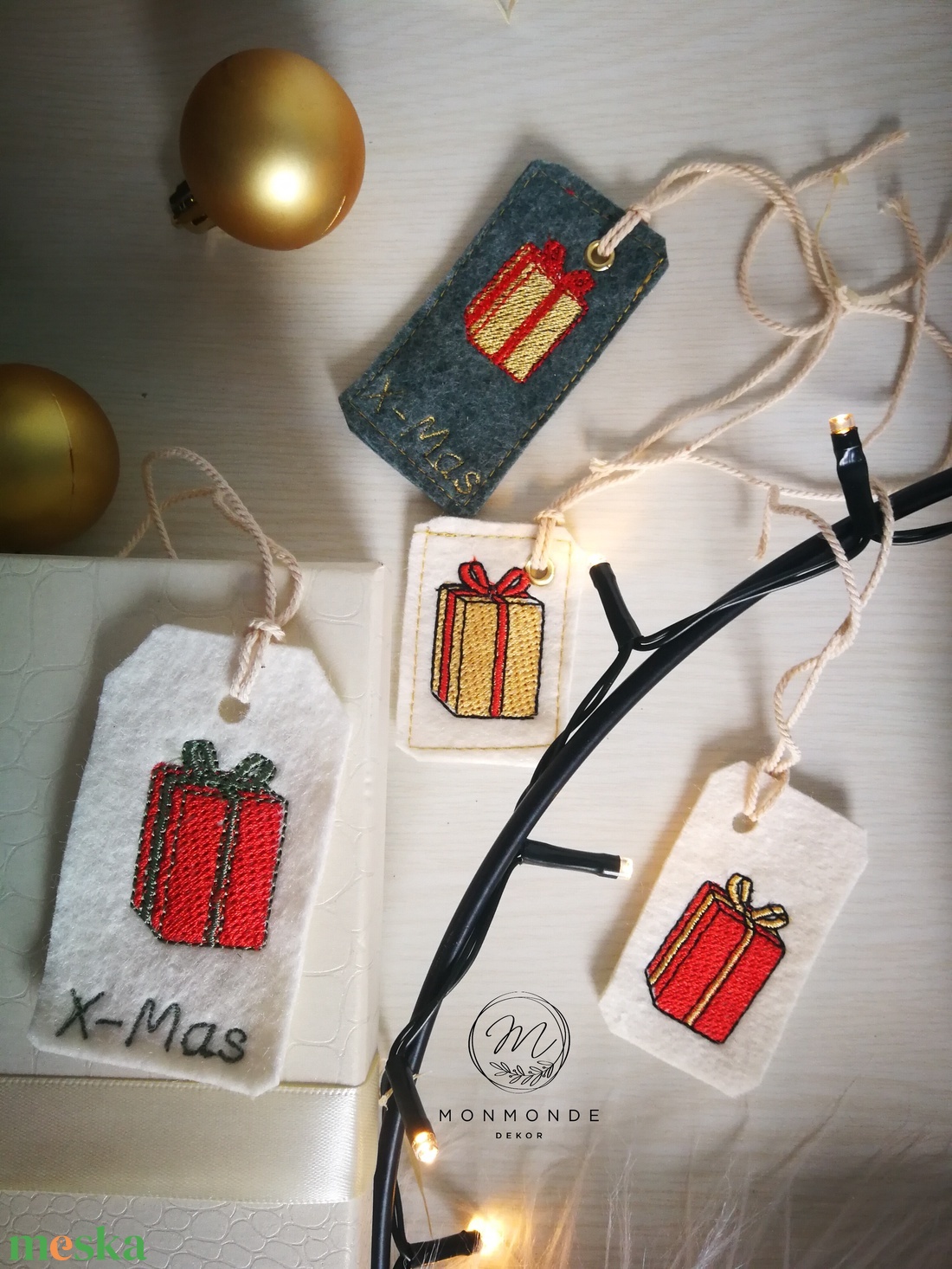 Karácsonyi ajándékcímke  - 4 darabos - kellékek & szerszámok - dekorációs kellékek - őszi dekor - őszi dekortök - Meska.hu