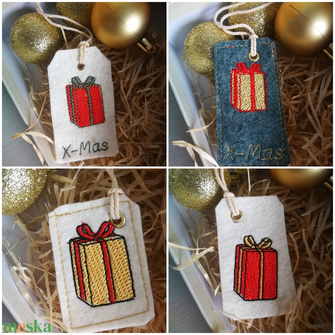 Karácsonyi ajándékcímke  - 4 darabos - kellékek & szerszámok - dekorációs kellékek - őszi dekor - őszi dekortök - Meska.hu
