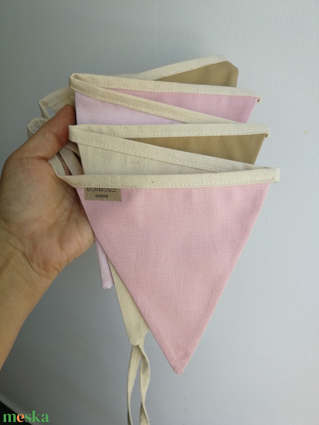 Zászlófüzér, Textil Girland Dekoráció, Babaszoba Dekor, Háromszög Zászló - baba - mama - babaszoba-dekoráció - babaszoba dekoráció - Meska.hu