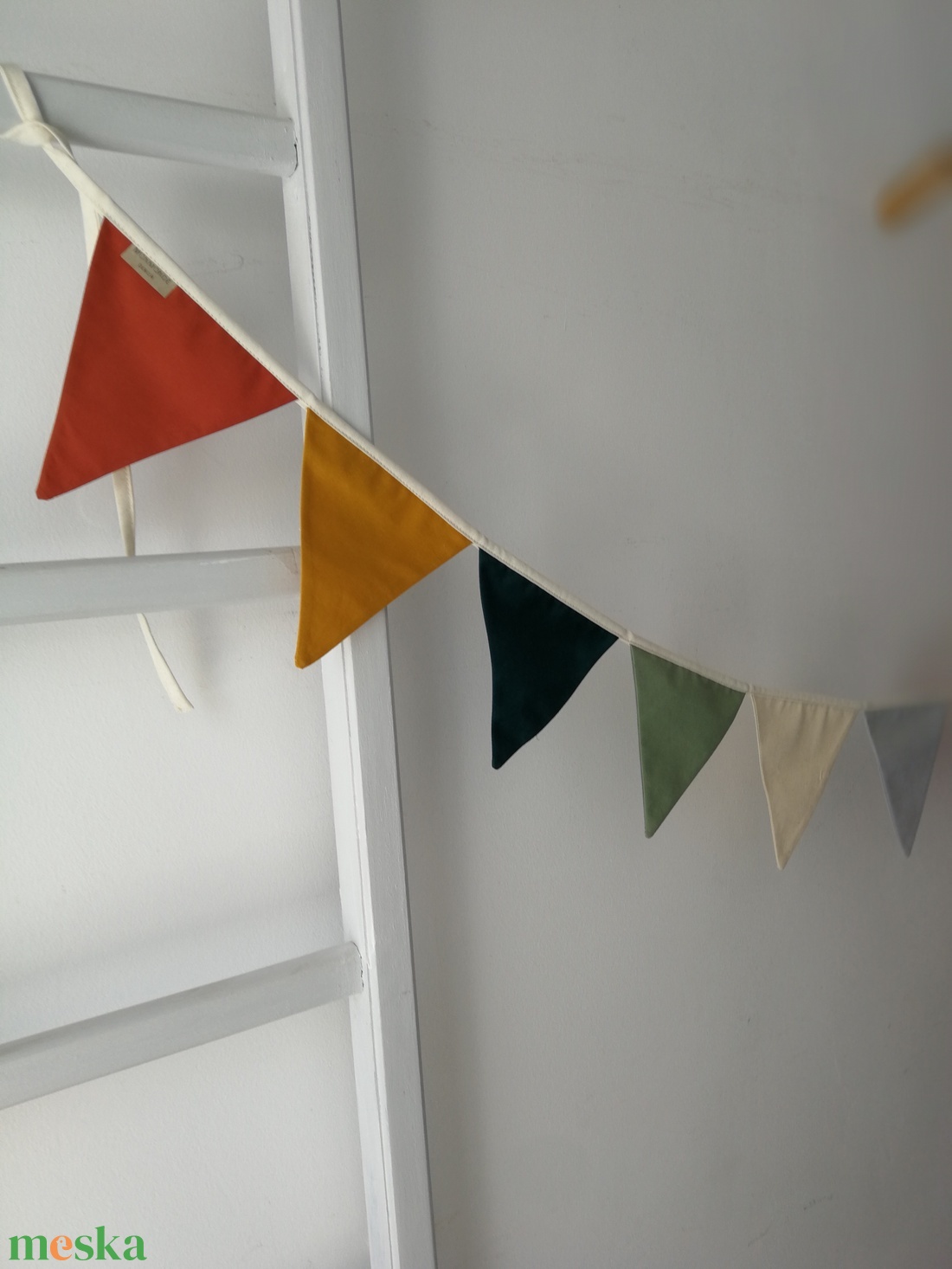 Zászlófüzér, Textil Girland Dekoráció, Babaszoba Dekor, Háromszög Zászló - baba - mama - babaszoba-dekoráció - babaszoba dekoráció - Meska.hu