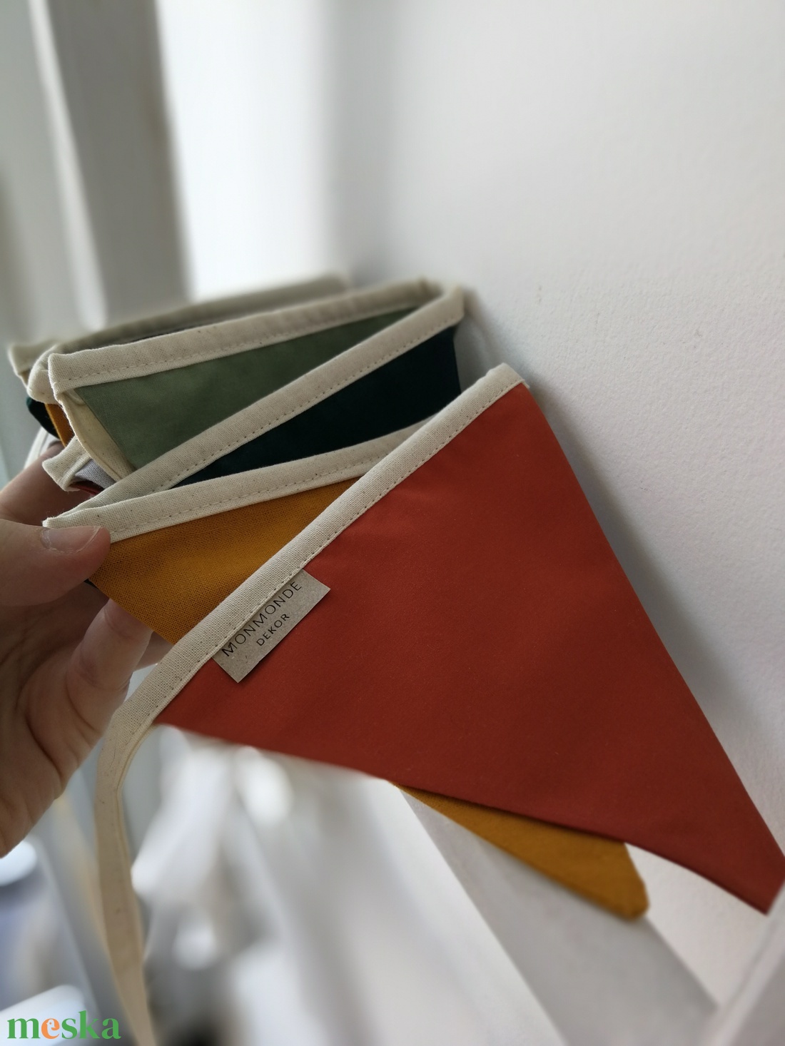 Zászlófüzér, Textil Girland Dekoráció, Babaszoba Dekor, Háromszög Zászló - baba - mama - babaszoba-dekoráció - babaszoba dekoráció - Meska.hu