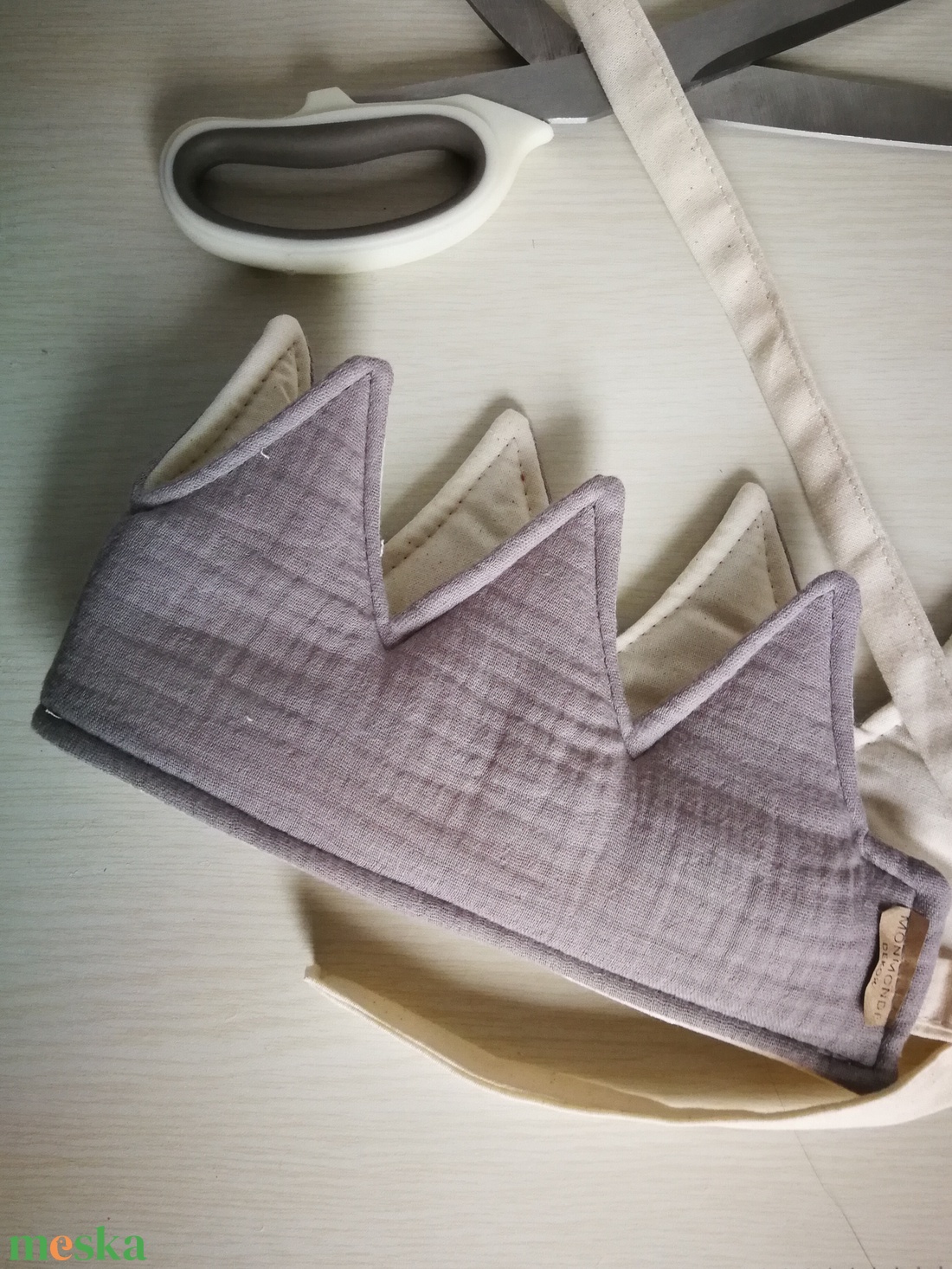 Textil korona, fejdísz LIMITÁLT- világosszürke, duplagéz anyag - játék & sport - szerepjáték - Meska.hu