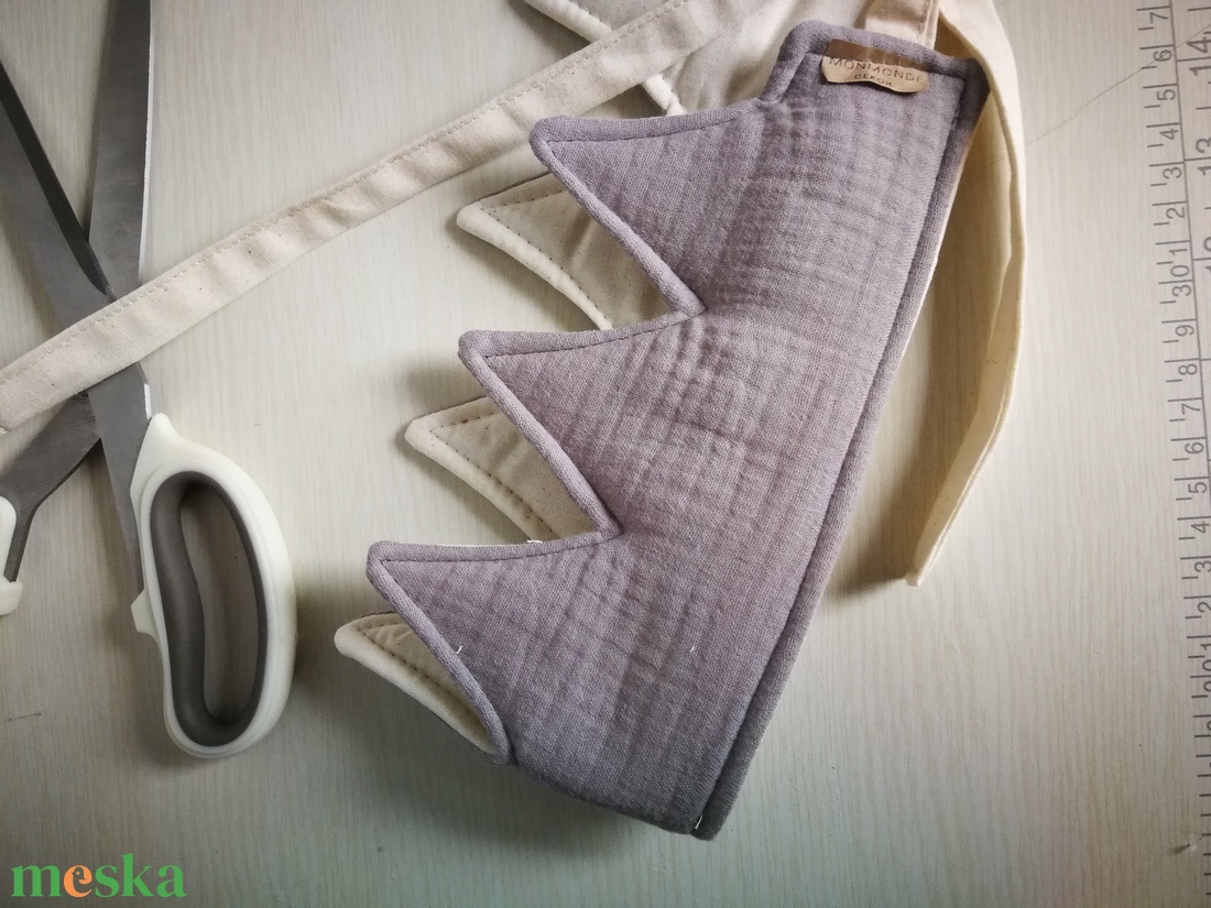 Textil korona, fejdísz LIMITÁLT- világosszürke, duplagéz anyag - játék & sport - szerepjáték - Meska.hu