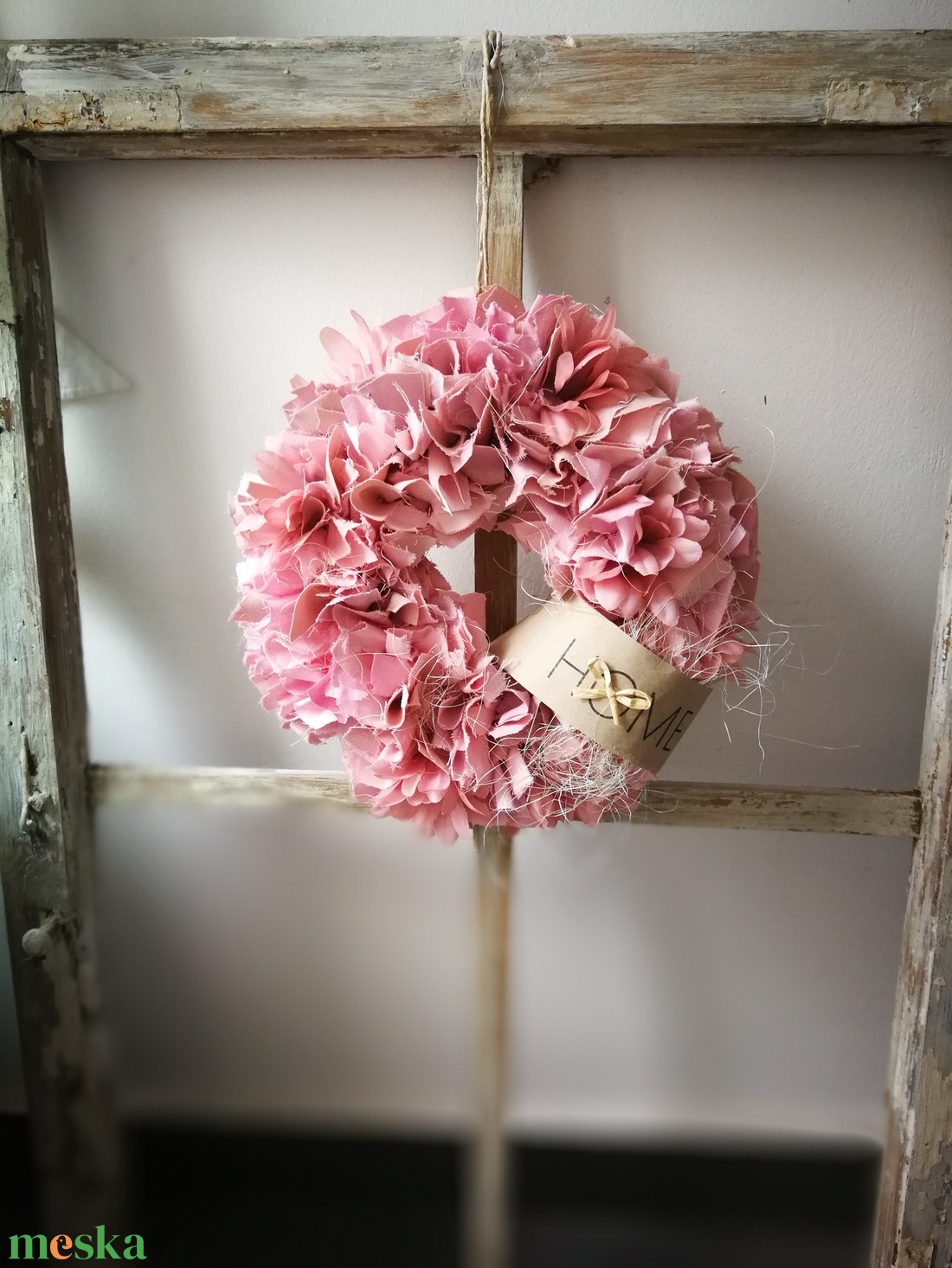 Textilszálas pasztell dekoráció, kopogtató - 26 cm  - otthon & életmód - dekoráció - ajtó- és ablak dekoráció - ajtódísz & kopogtató - Meska.hu