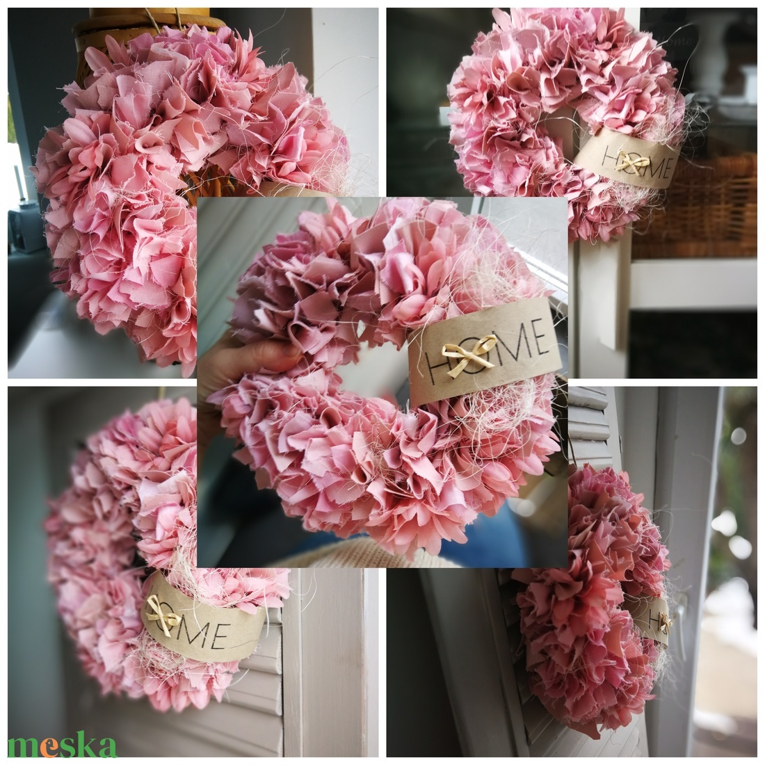 Textilszálas pasztell dekoráció, kopogtató - 26 cm  - otthon & életmód - dekoráció - ajtó- és ablak dekoráció - ajtódísz & kopogtató - Meska.hu