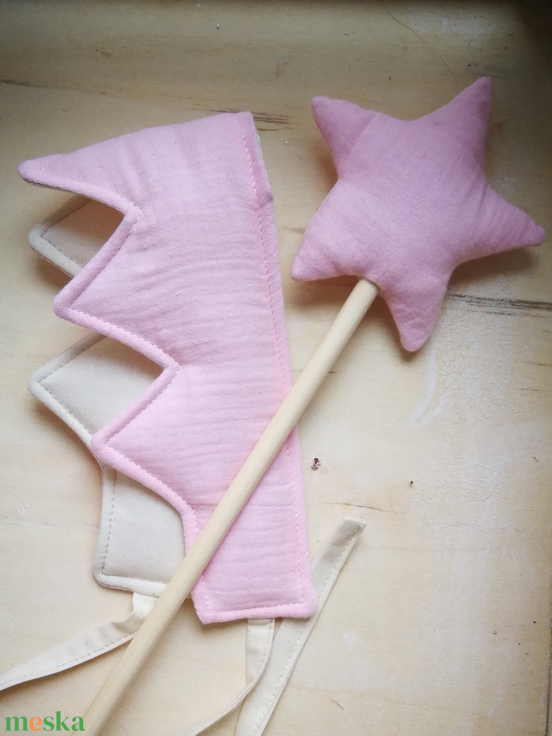 Varázspálcás korona szett � új fazon, rózsaszín duplagéz anyag - játék & sport - szerepjáték - Meska.hu