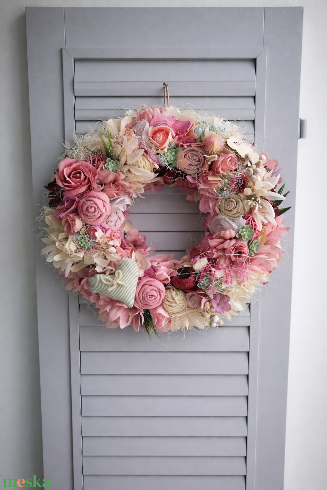 Pasztell tavaszi dekoráció, kopogtató - 32 cm  - otthon & életmód - dekoráció - ajtó- és ablak dekoráció - ajtódísz & kopogtató - Meska.hu