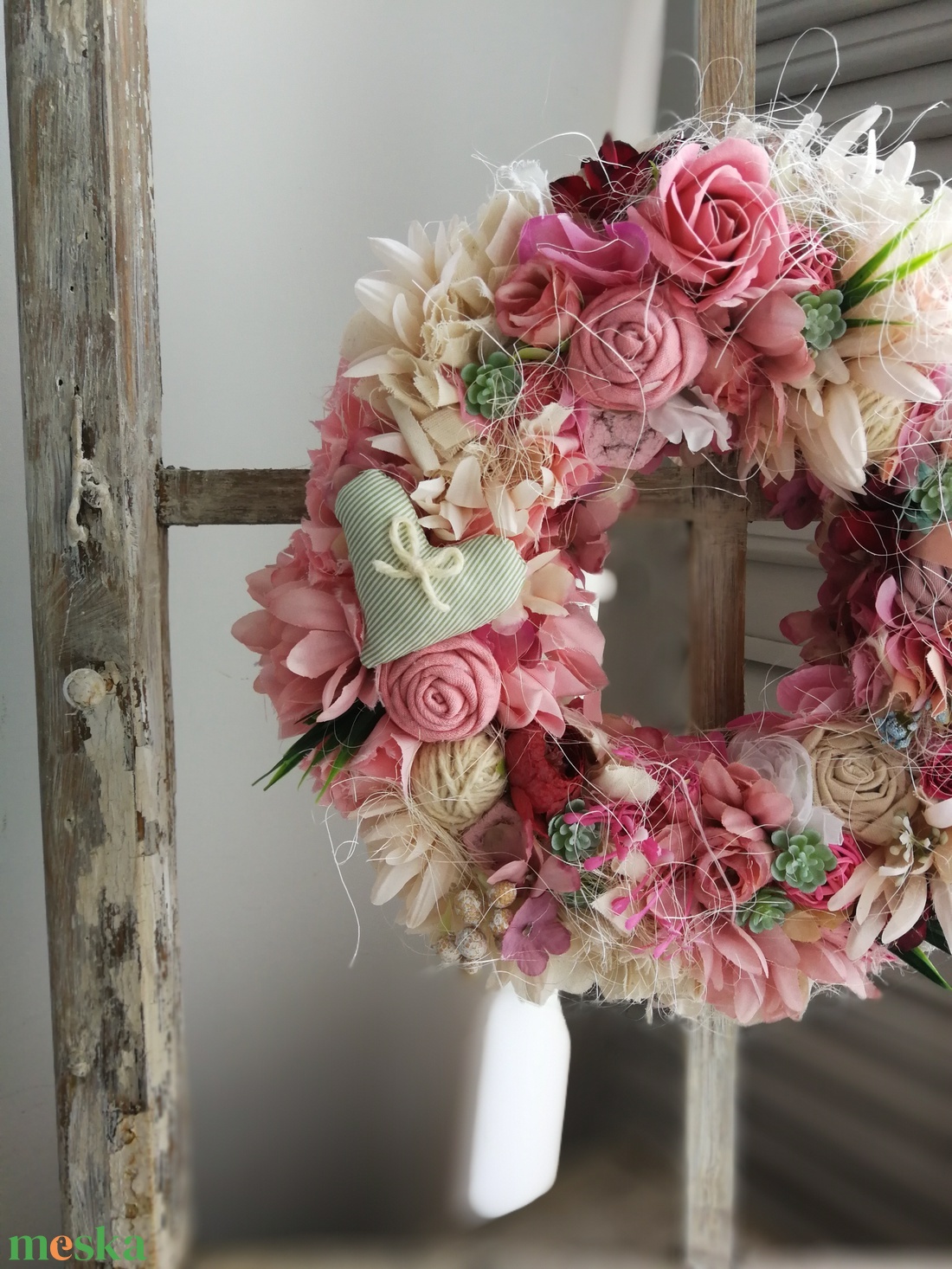 Pasztell tavaszi dekoráció, kopogtató - 32 cm  - otthon & életmód - dekoráció - ajtó- és ablak dekoráció - ajtódísz & kopogtató - Meska.hu