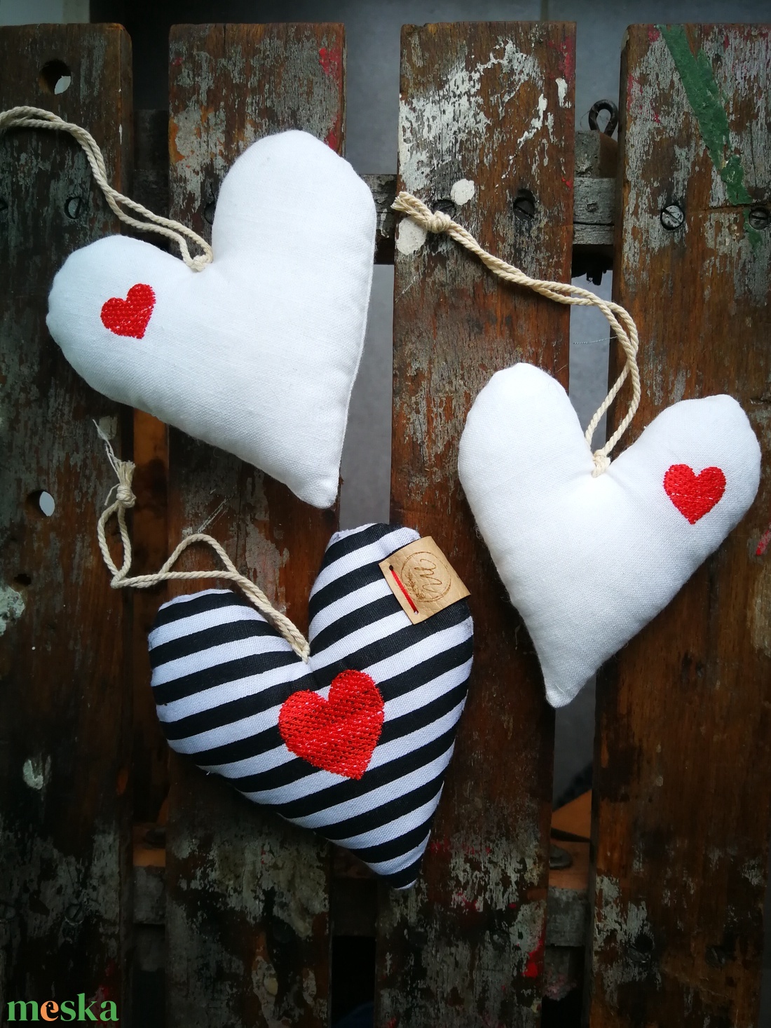 Szív függődísz, dekorációs kiegészítő  - 3 darabos szett  - otthon & életmód - dekoráció - fali és függő dekoráció - falra akasztható dekor - Meska.hu