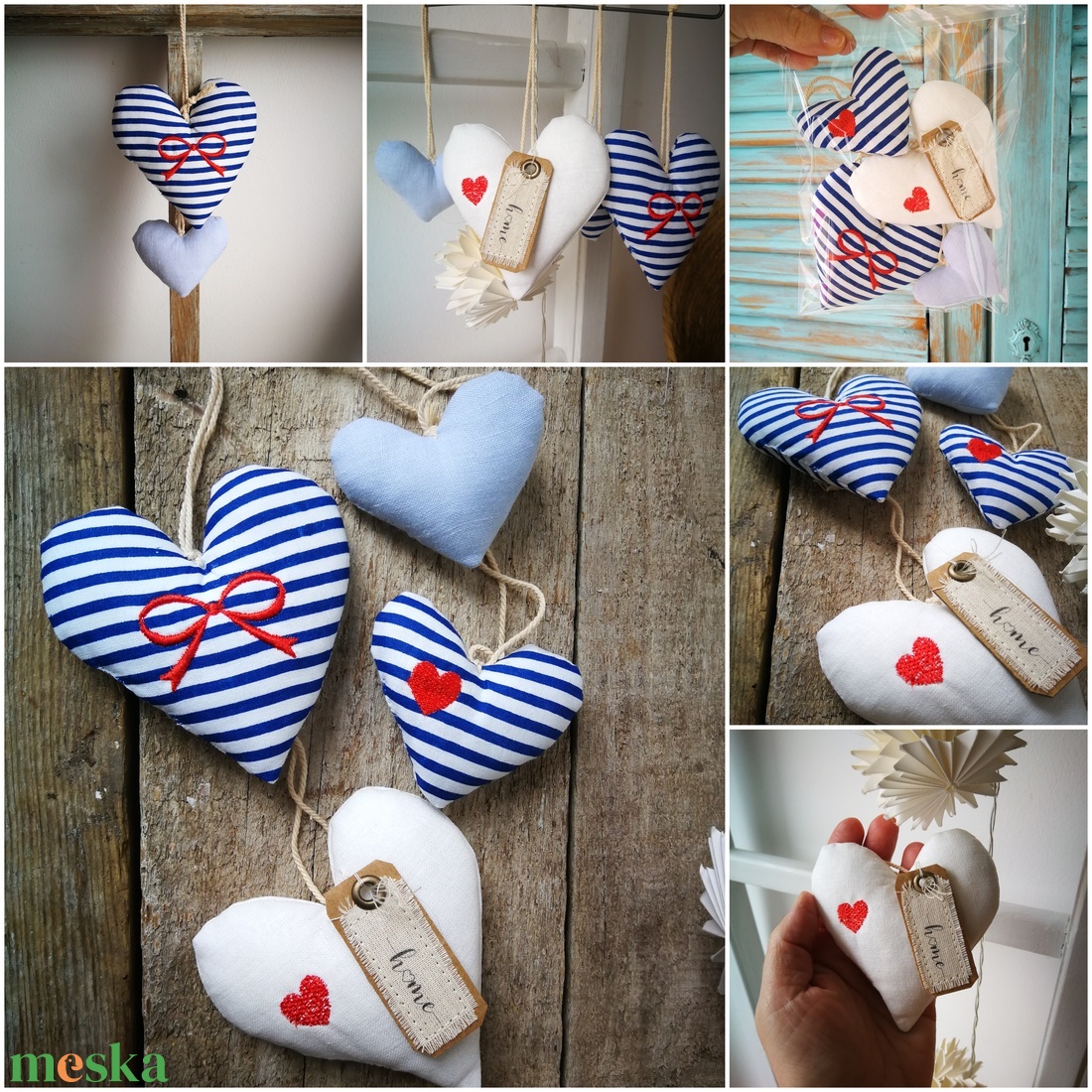 Szív függődísz, dekorációs kiegészítő  - 4 darabos szett  - otthon & életmód - dekoráció - fali és függő dekoráció - falra akasztható dekor - Meska.hu