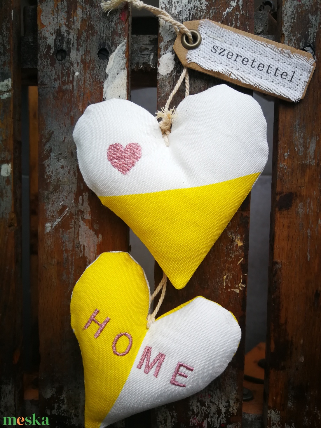 Szív függődísz, dekorációs kiegészítő  - 2 darabos szett  - otthon & életmód - dekoráció - fali és függő dekoráció - falra akasztható dekor - Meska.hu