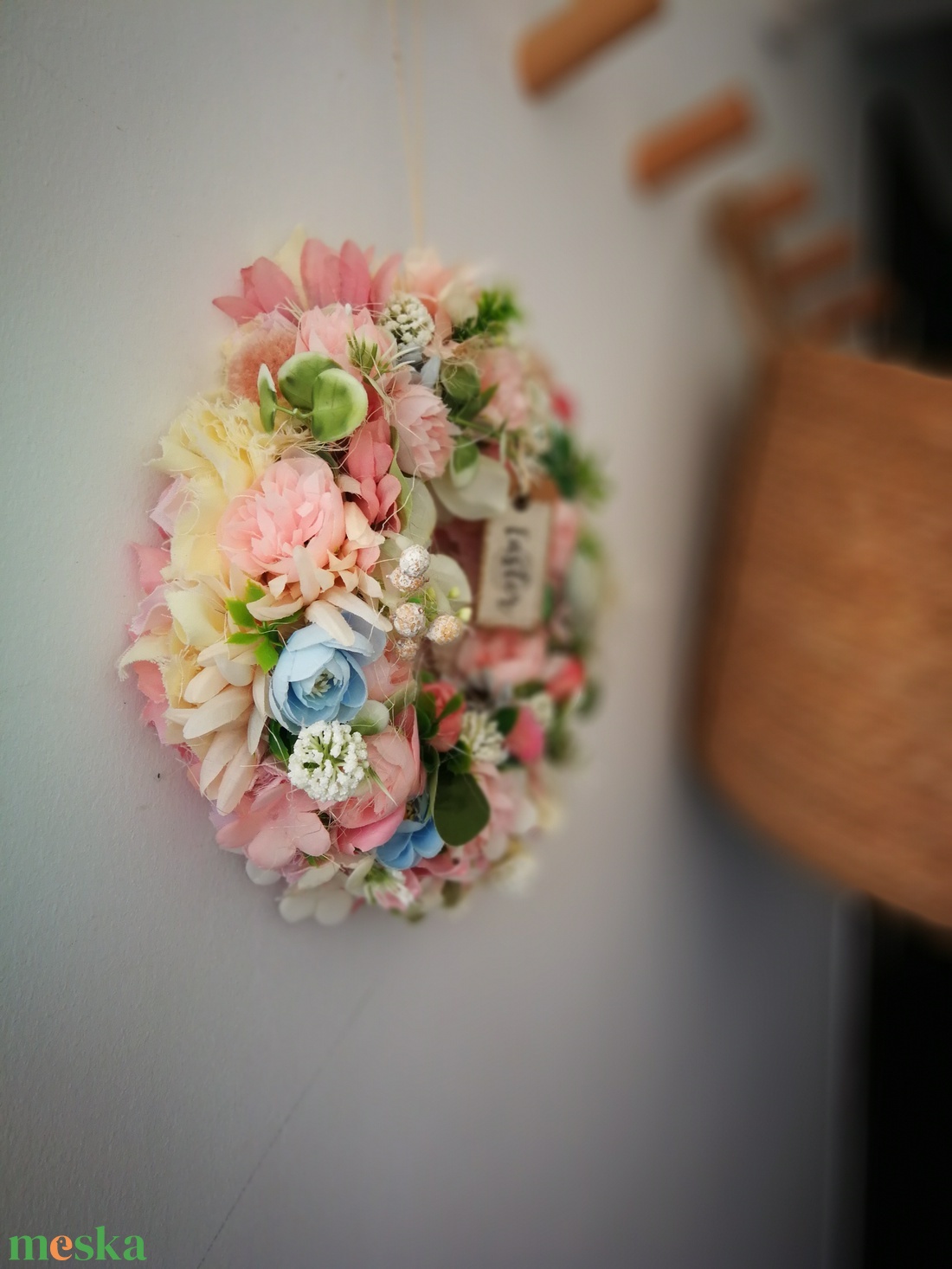  Pasztell dekoráció, kopogtató - 26 cm  - otthon & életmód - dekoráció - ajtó- és ablak dekoráció - ajtódísz & kopogtató - Meska.hu