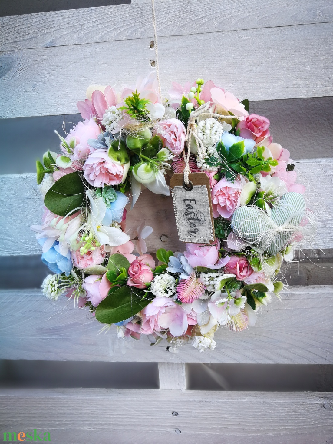  Pasztell dekoráció, kopogtató - 26 cm  - otthon & életmód - dekoráció - ajtó- és ablak dekoráció - ajtódísz & kopogtató - Meska.hu