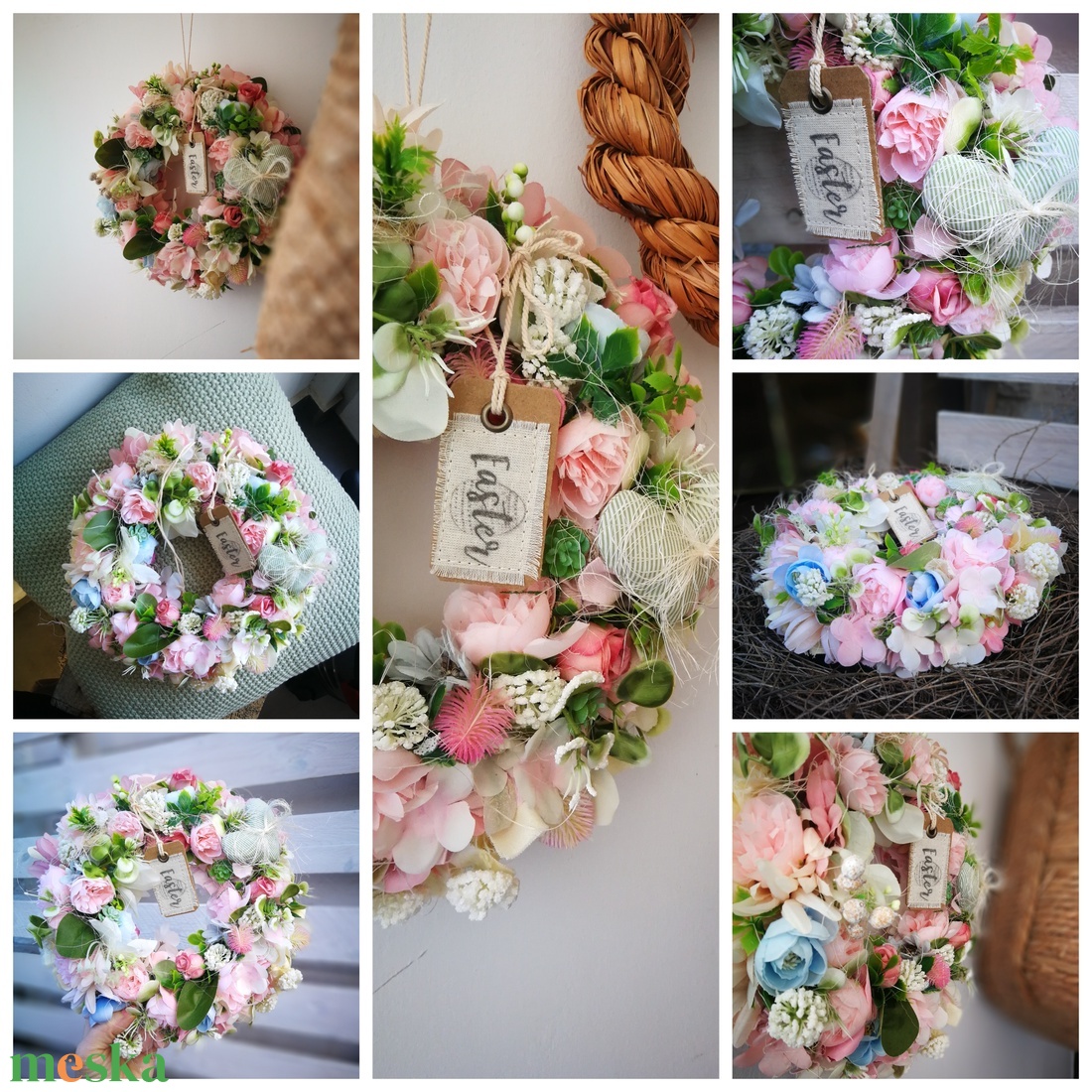  Pasztell dekoráció, kopogtató - 26 cm  - otthon & életmód - dekoráció - ajtó- és ablak dekoráció - ajtódísz & kopogtató - Meska.hu