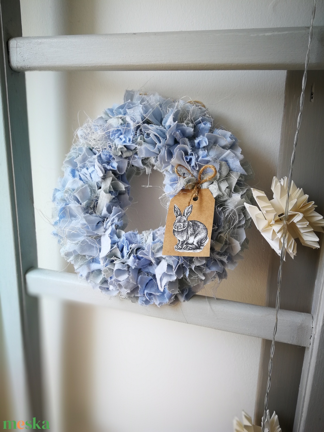 Textilszálas dekoráció, kopogtató, köszönőajándék - 23 cm  - otthon & életmód - dekoráció - ajtó- és ablak dekoráció - ajtódísz & kopogtató - Meska.hu