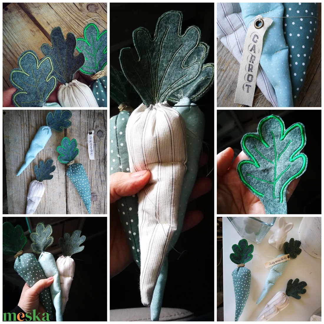 Textil dekorációs szett, Babaszoba kiegészítő, géppel hímzett répa csomag - 3 darabos - ünnepi díszek, dekorációk - húsvéti díszek és dekorációk - húsvéti asztaldíszek - Meska.hu