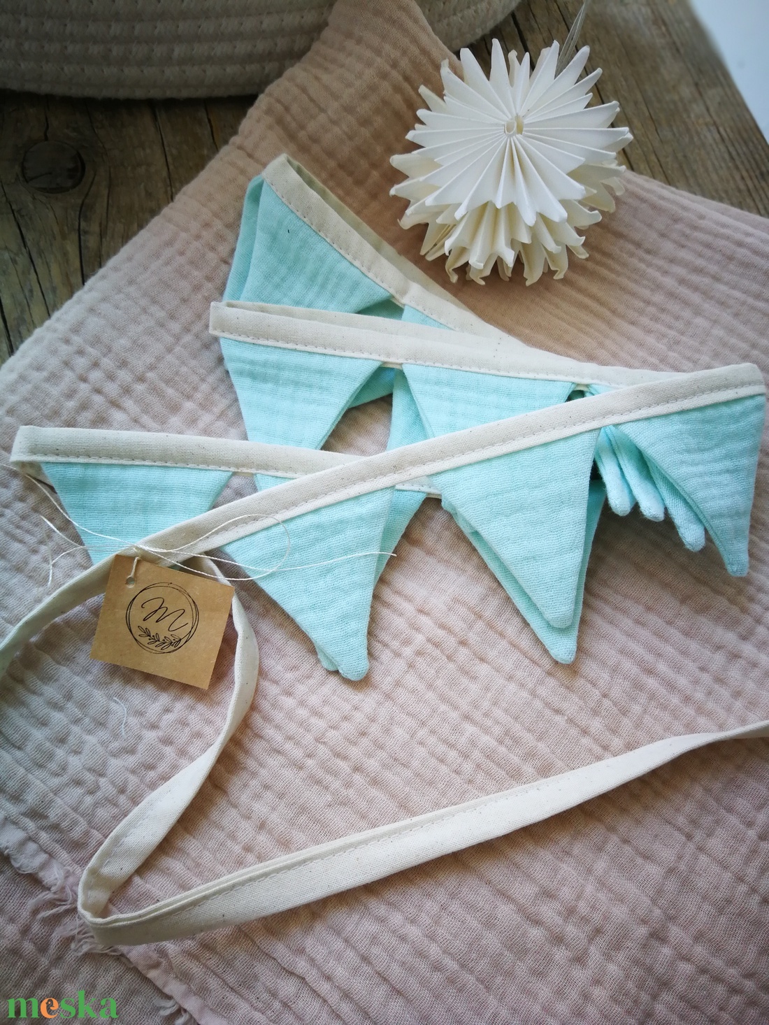 Zászlófüzér, Textil Girland Dekoráció, Babaszoba Dekor, Mini Háromszög Zászló - otthon & életmód - dekoráció - fali és függő dekoráció - girland, zászlófűzér - Meska.hu