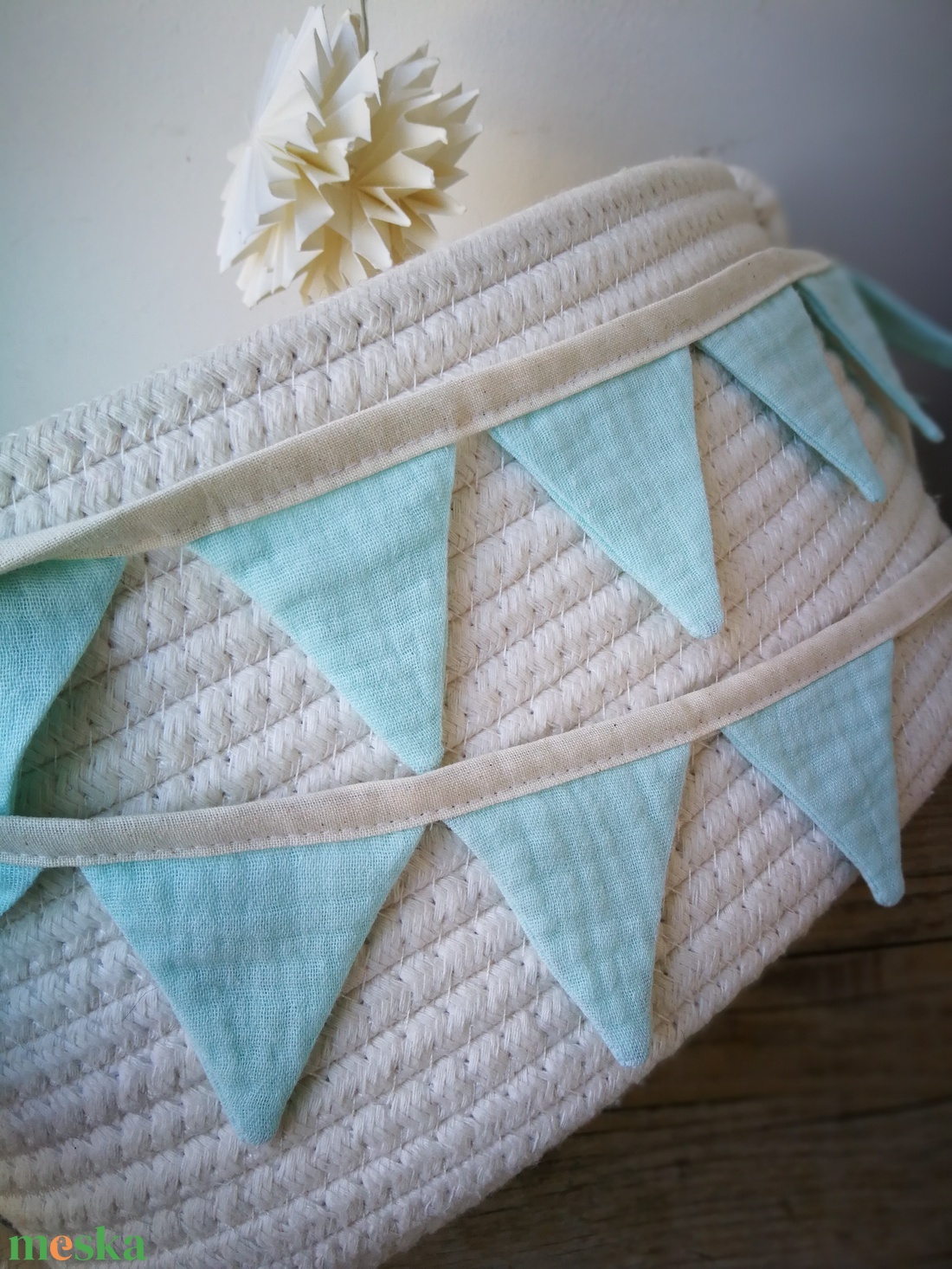 Zászlófüzér, Textil Girland Dekoráció, Babaszoba Dekor, Mini Háromszög Zászló - otthon & életmód - dekoráció - fali és függő dekoráció - girland, zászlófűzér - Meska.hu