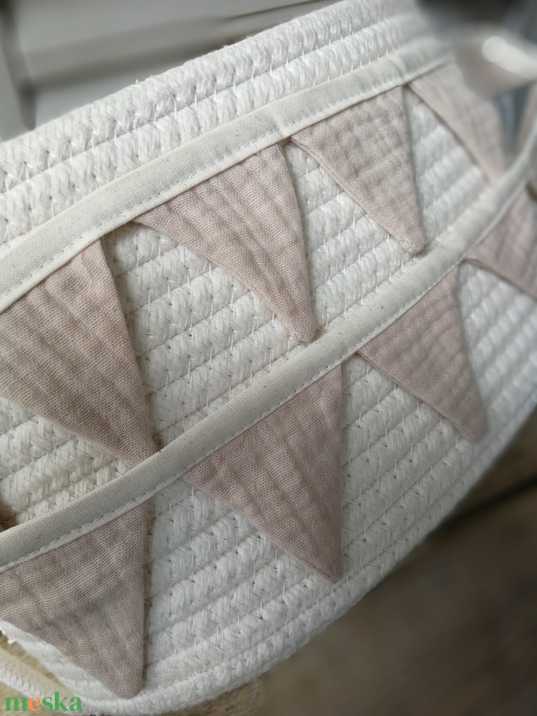 Zászlófüzér, Textil Girland Dekoráció, Babaszoba Dekor, Mini Háromszög Zászló - otthon & életmód - dekoráció - fali és függő dekoráció - girland, zászlófűzér - Meska.hu