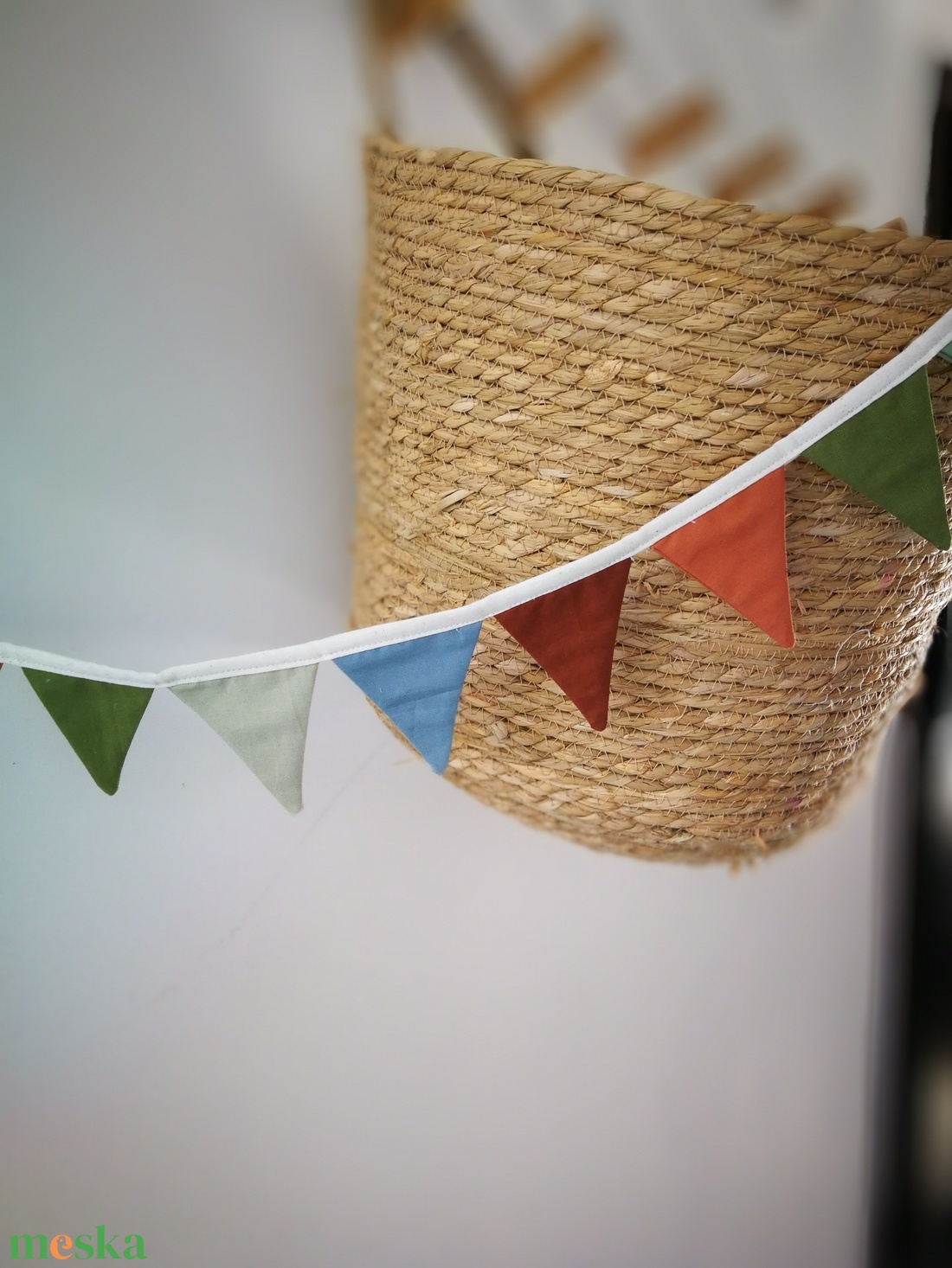 Zászlófüzér, Textil Girland Dekoráció, Babaszoba Dekor, MINI Háromszög Zászló - otthon & életmód - dekoráció - fali és függő dekoráció - girland, zászlófűzér - Meska.hu