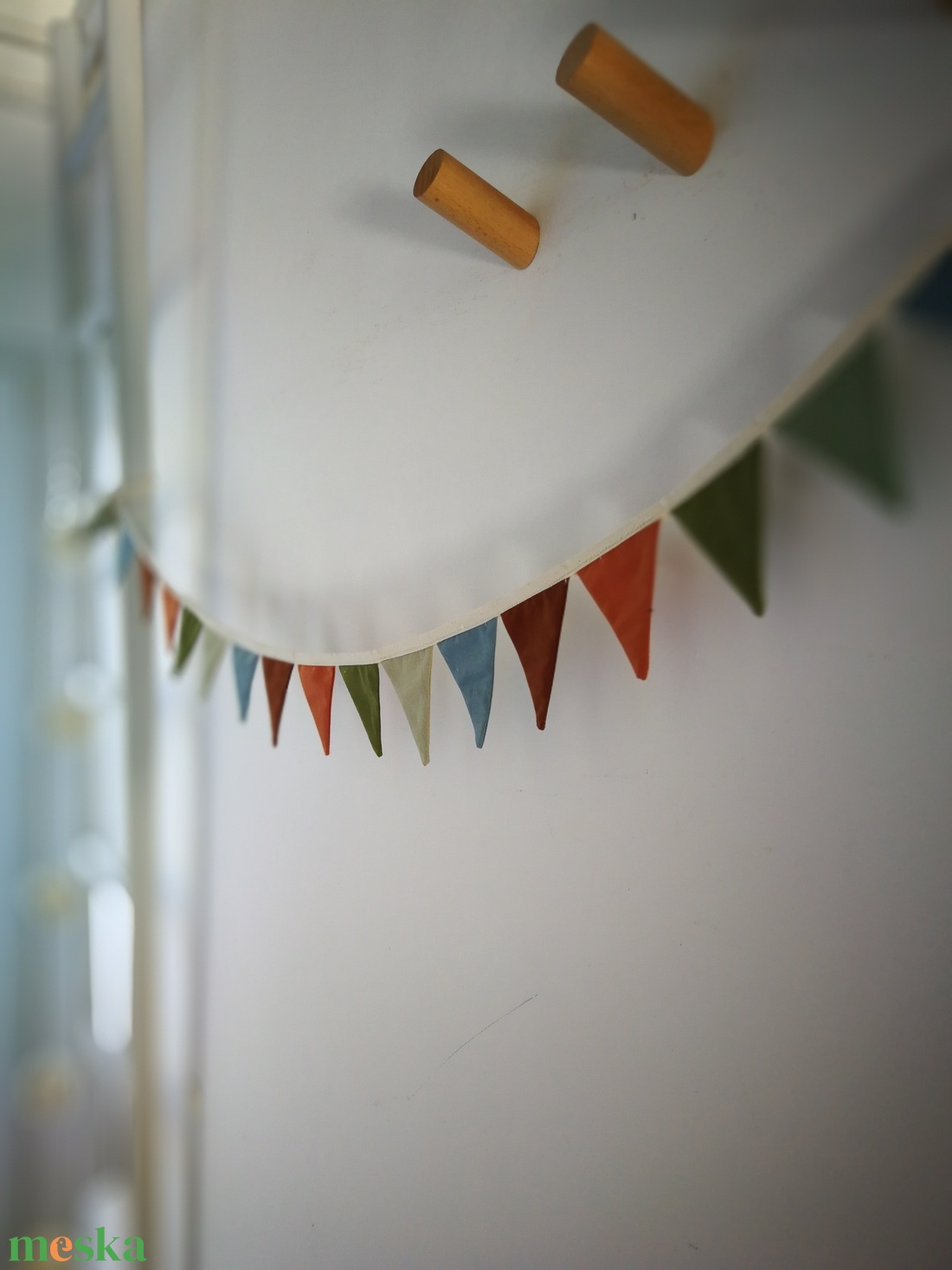 Zászlófüzér, Textil Girland Dekoráció, Babaszoba Dekor, MINI Háromszög Zászló - otthon & életmód - dekoráció - fali és függő dekoráció - girland, zászlófűzér - Meska.hu