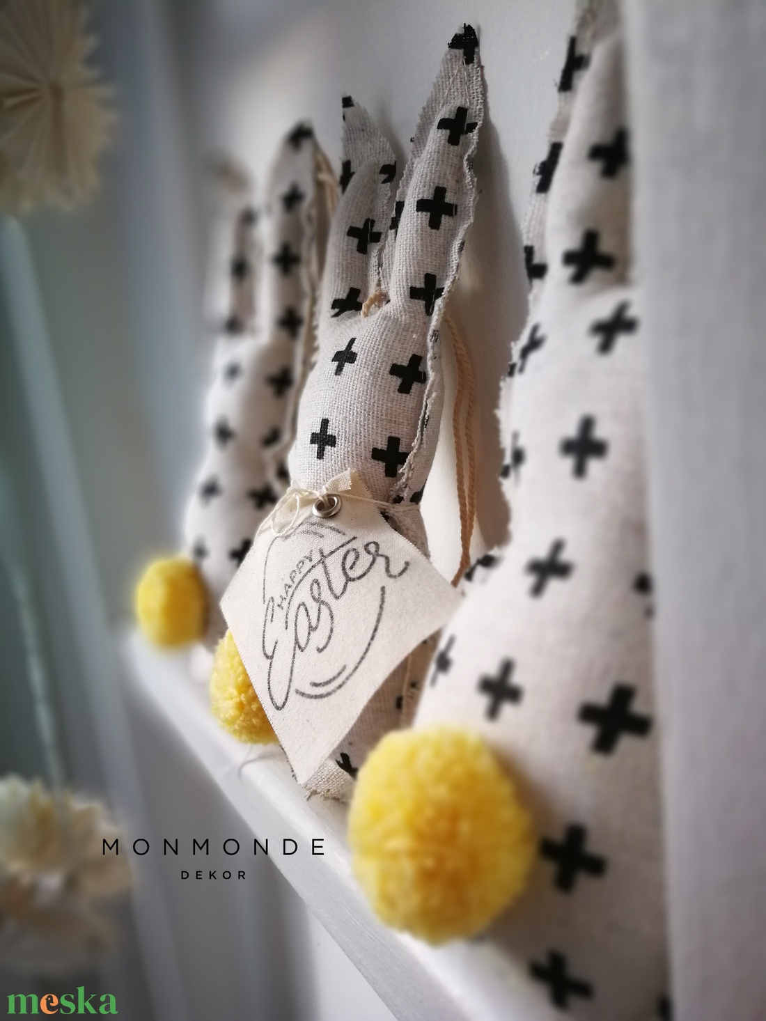 Nyuszis függődísz dekoráció - 3 darabos szett - ünnepi díszek, dekorációk - húsvéti díszek és dekorációk - húsvéti ablakdíszek - Meska.hu