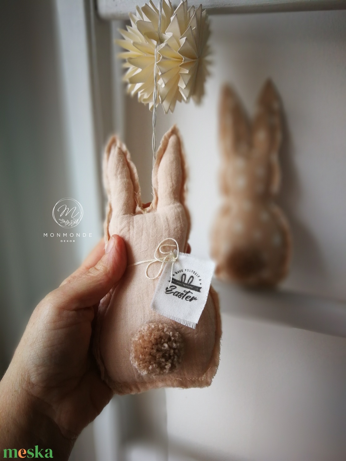 Nyuszis függődísz dekoráció - 2 darabos szett - ünnepi díszek, dekorációk - húsvéti díszek és dekorációk - húsvéti ablakdíszek - Meska.hu