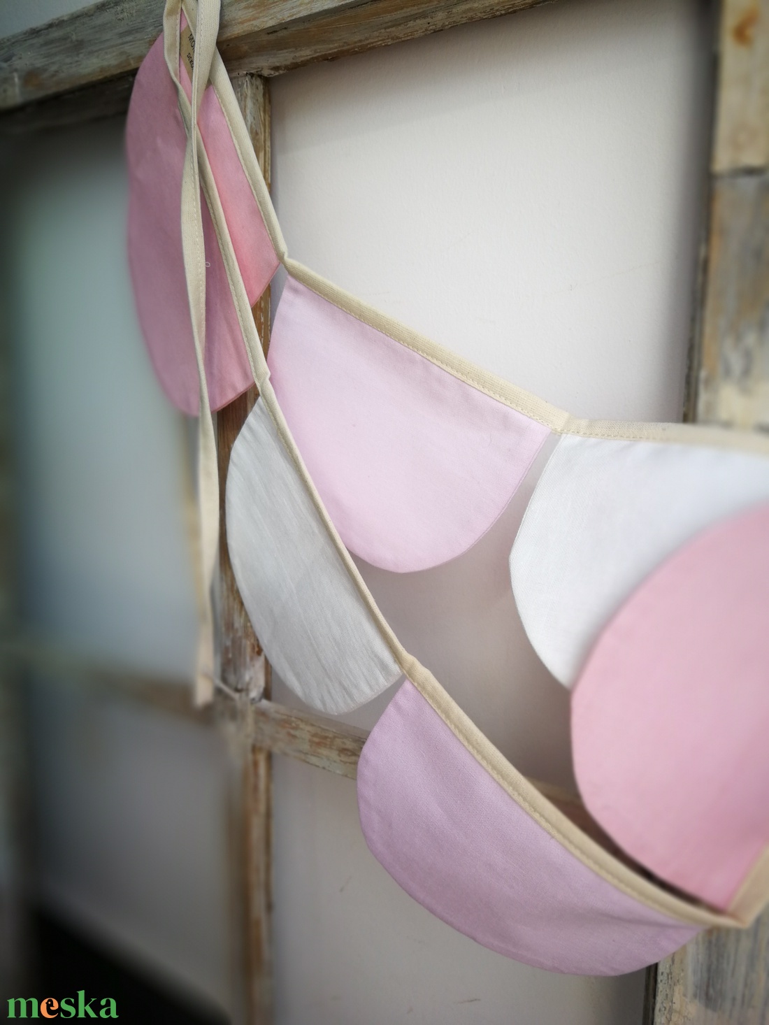 Zászlófüzér, Textil Girland Dekoráció, Babaszoba Dekor, Félkör Zászló - baba - mama - babaszoba dekoráció - babaszoba füzér, girland  - Meska.hu