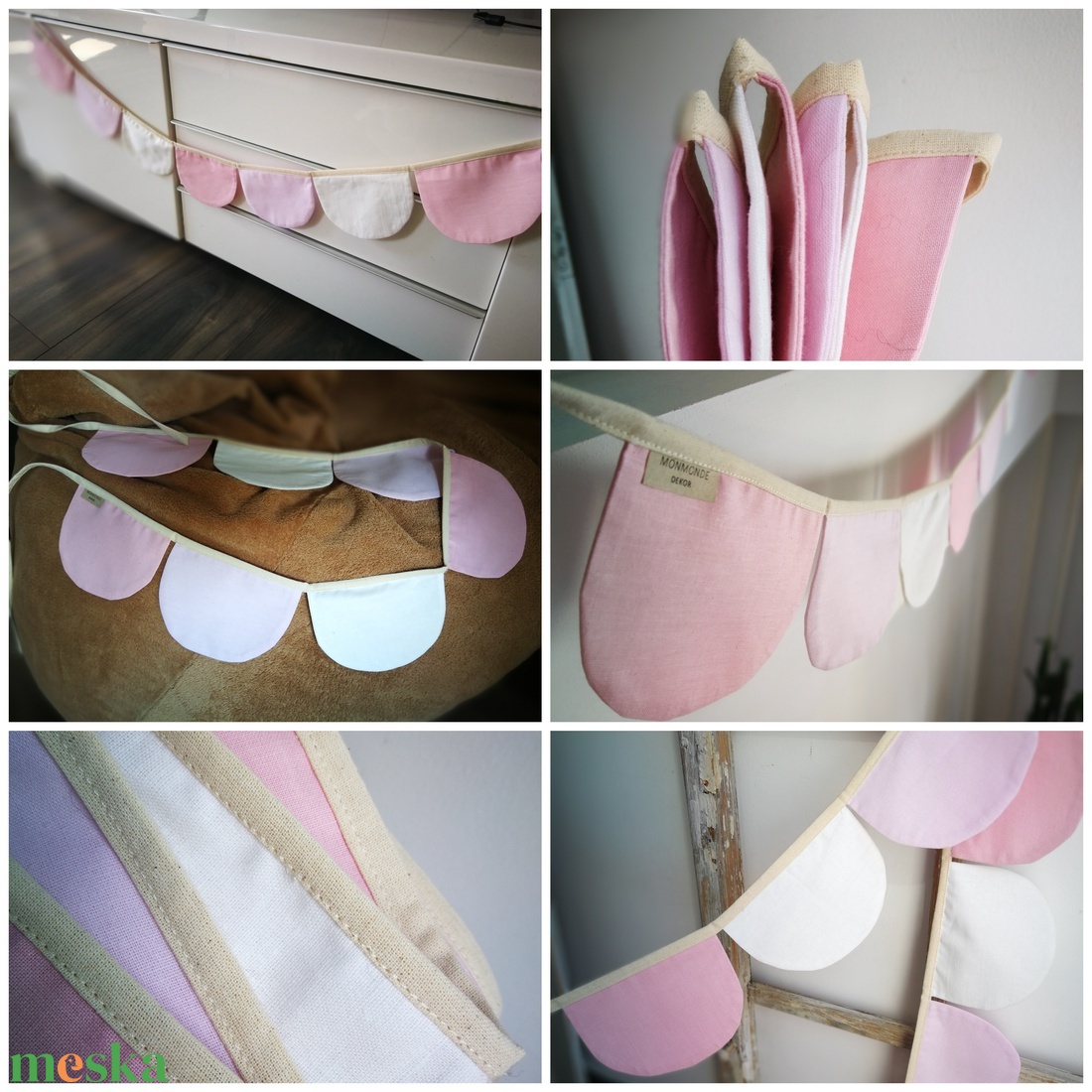 Zászlófüzér, Textil Girland Dekoráció, Babaszoba Dekor, Félkör Zászló - baba - mama - babaszoba dekoráció - babaszoba füzér, girland  - Meska.hu