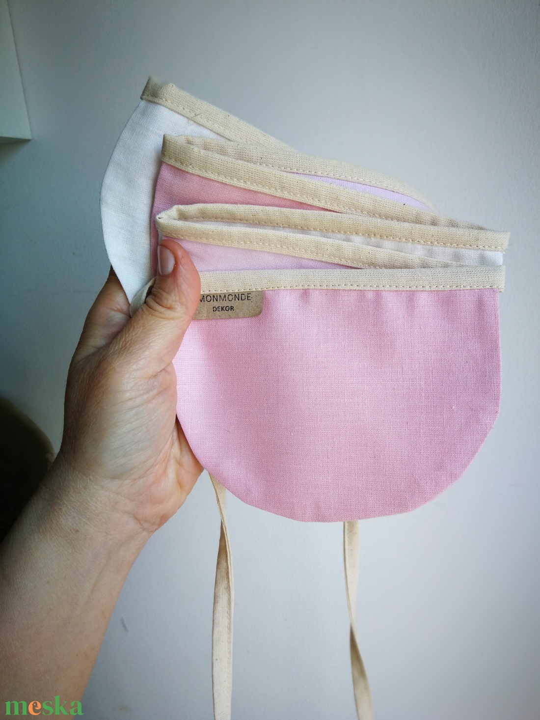 Zászlófüzér, Textil Girland Dekoráció, Babaszoba Dekor, Félkör Zászló - baba - mama - babaszoba dekoráció - babaszoba füzér, girland  - Meska.hu