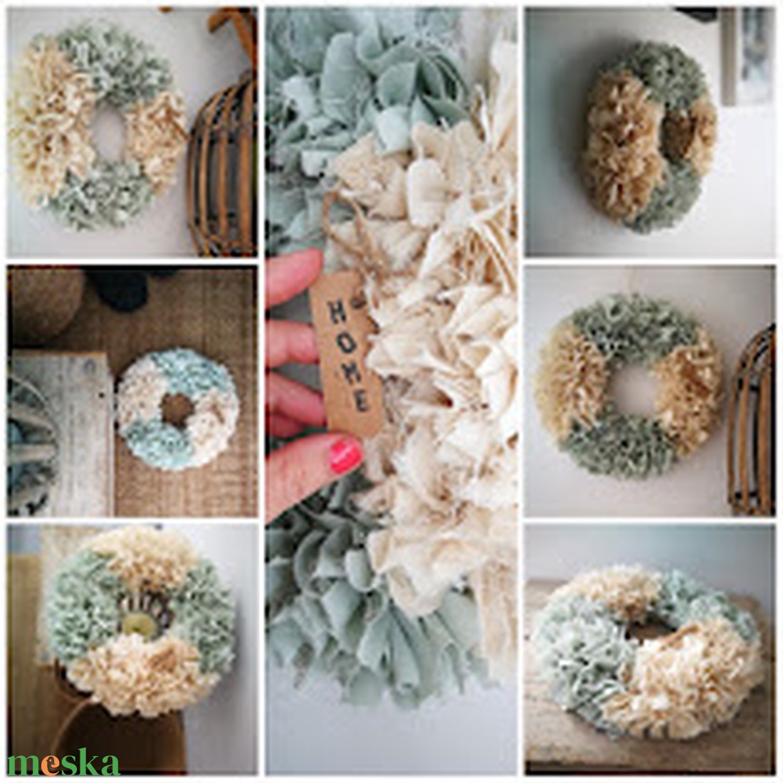 Natúr textilszálas dekoráció, ajtókopogtató - 32 cm - otthon & életmód - dekoráció - ajtó- és ablak dekoráció - ajtódísz & kopogtató - Meska.hu