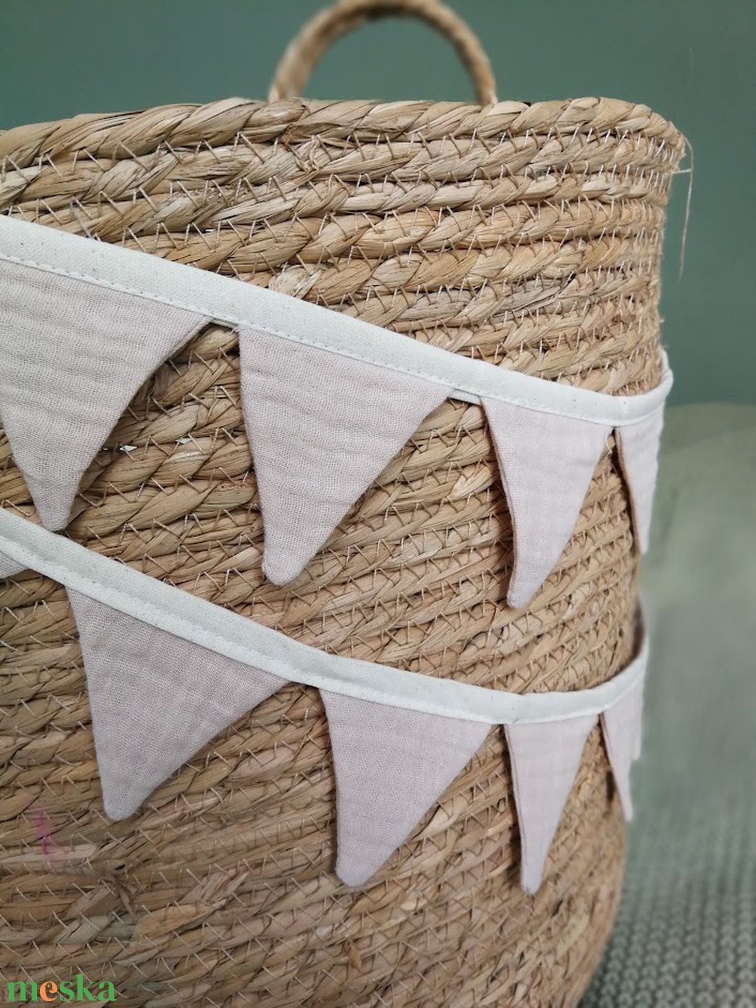 Zászlófüzér, Textil Girland Dekoráció, Babaszoba Dekor, Mini Háromszög Zászló - otthon & életmód - dekoráció - fali és függő dekoráció - girland, zászlófűzér - Meska.hu