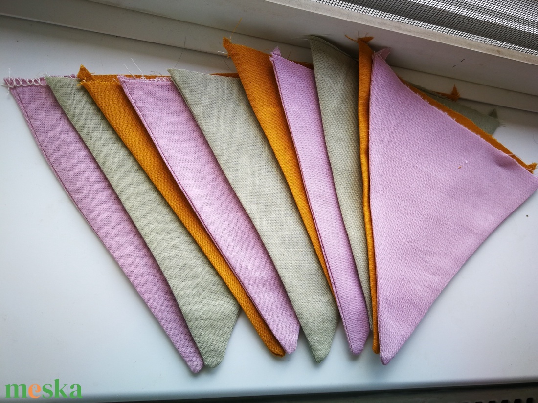 Zászlófüzér, Textil Girland Dekoráció, Babaszoba Dekor, Háromszög Zászló - baba - mama - babaszoba dekoráció - babaszoba füzér, girland  - Meska.hu