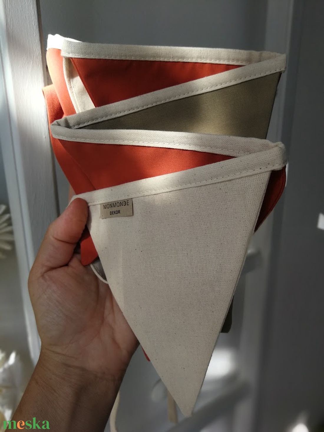 Zászlófüzér, Textil Girland Dekoráció, Babaszoba Dekor, Háromszög zászló - baba - mama - babaszoba dekoráció - babaszoba füzér, girland  - Meska.hu