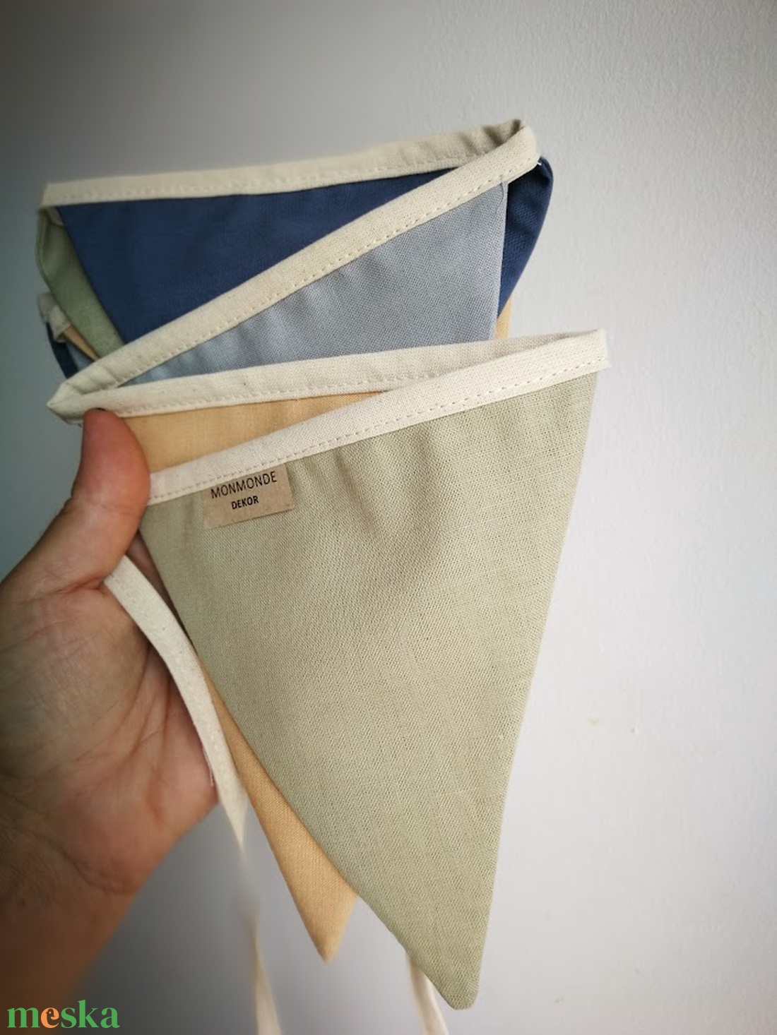 Zászlófüzér, Textil Girland Dekoráció, Babaszoba Dekor, Háromszög Zászló - baba - mama - babaszoba dekoráció - babaszoba füzér, girland  - Meska.hu
