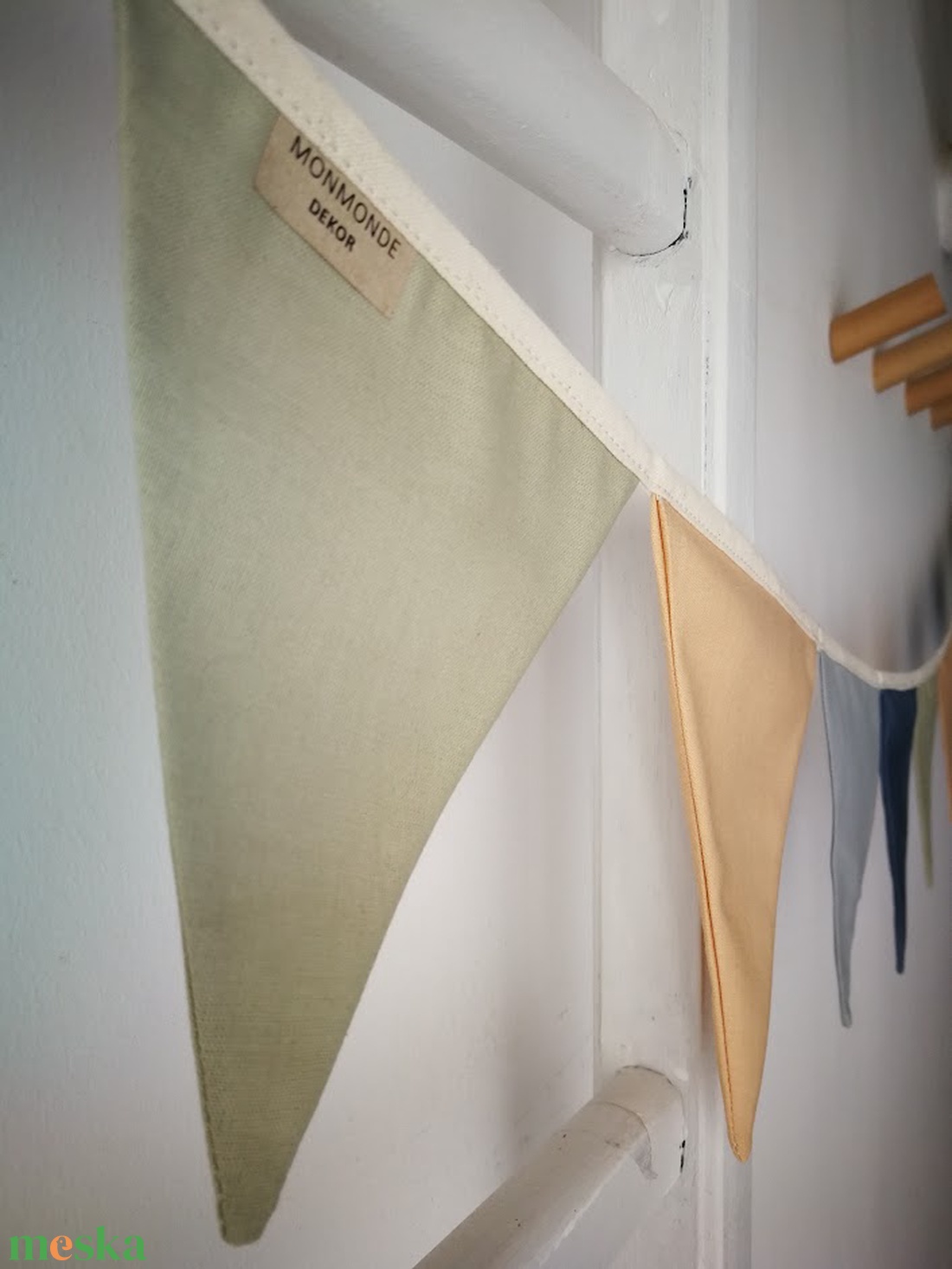 Zászlófüzér, Textil Girland Dekoráció, Babaszoba Dekor, Háromszög Zászló - baba - mama - babaszoba dekoráció - babaszoba füzér, girland  - Meska.hu