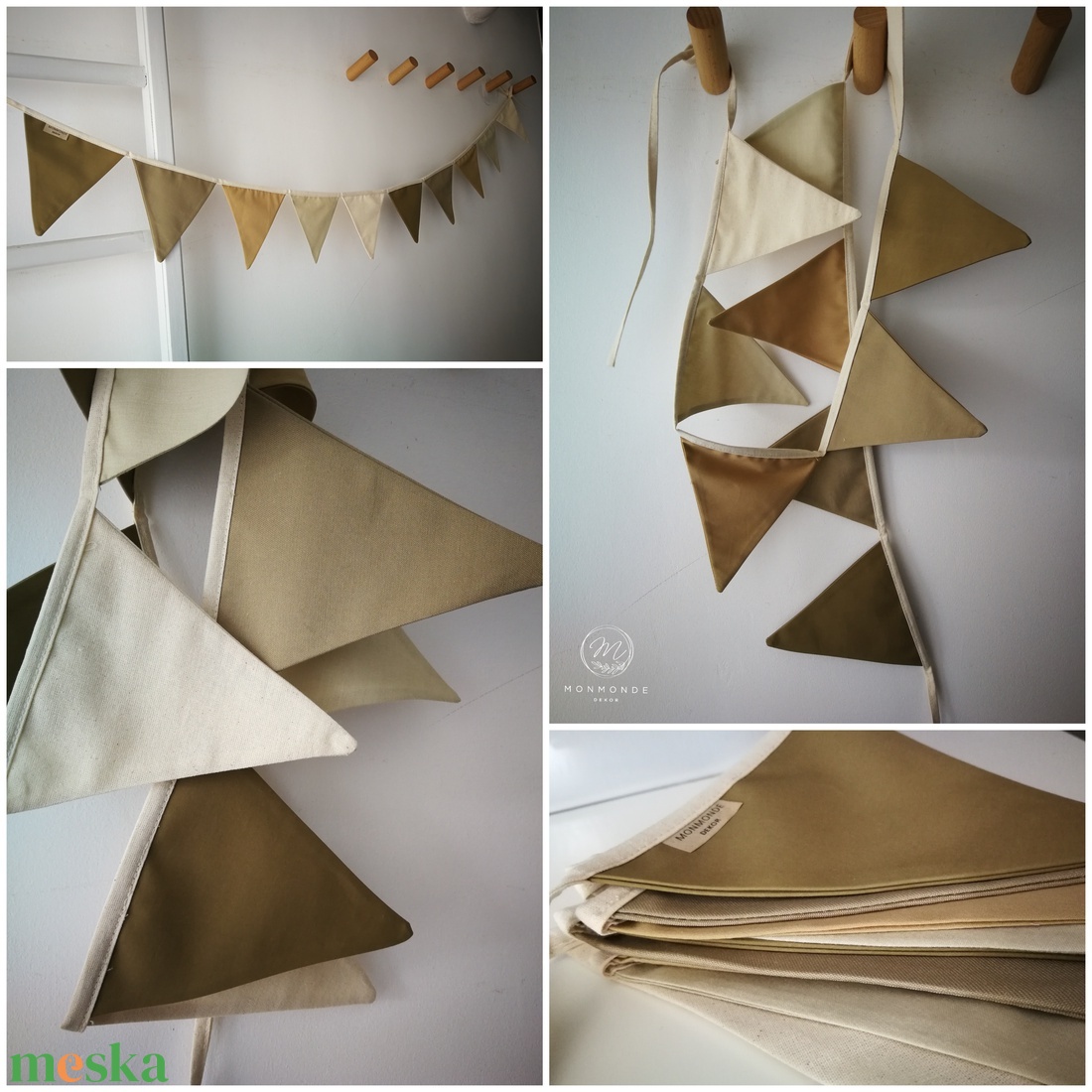 Zászlófüzér, Textil Girland Dekoráció, Babaszoba Dekor - baba - mama - babaszoba dekoráció - babaszoba füzér, girland  - Meska.hu