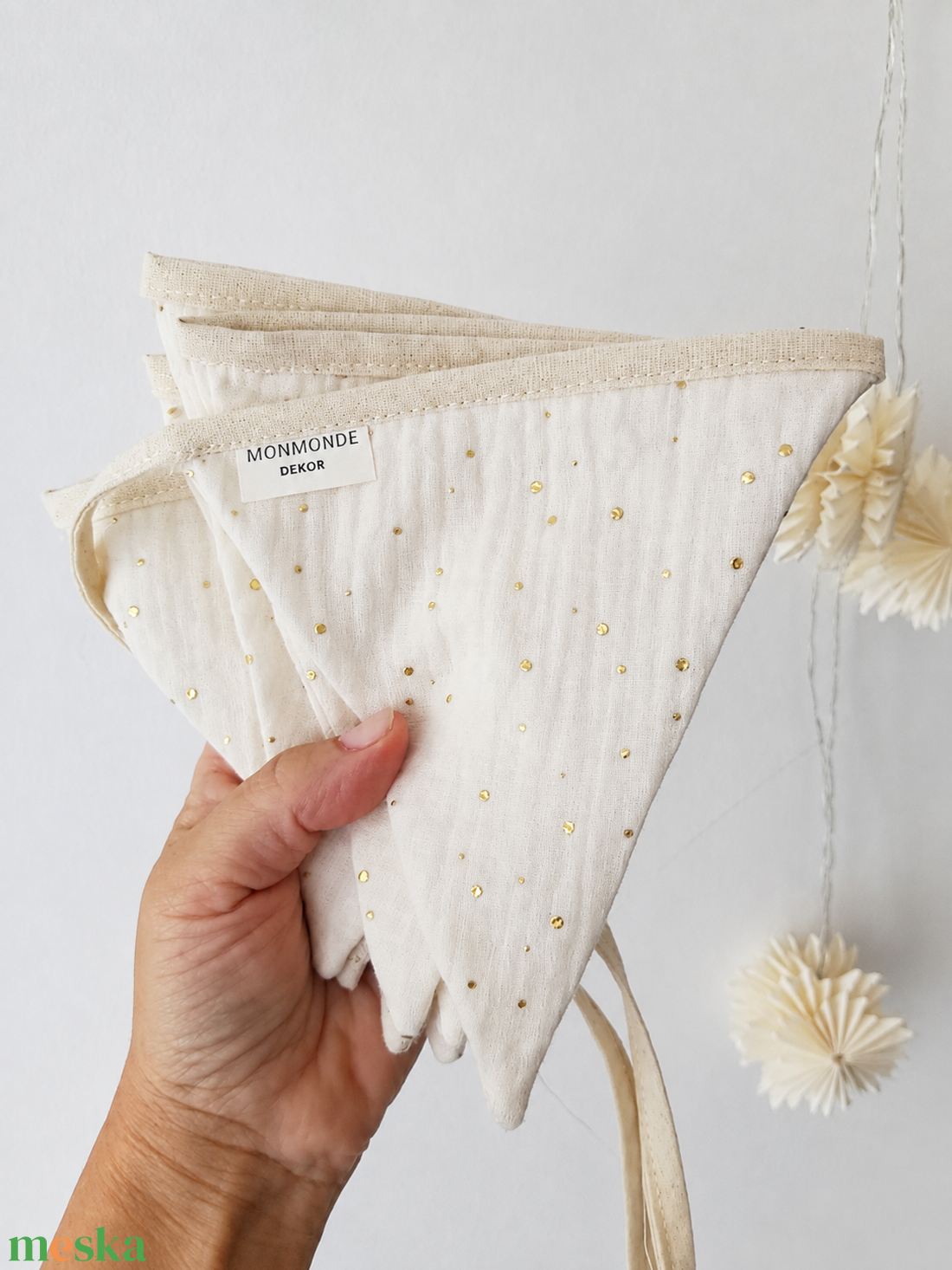 Zászlófüzér, Textil Girland Dekoráció, Babaszoba Dekor, Háromszög Zászló - baba - mama - babaszoba dekoráció - babaszoba füzér, girland  - Meska.hu