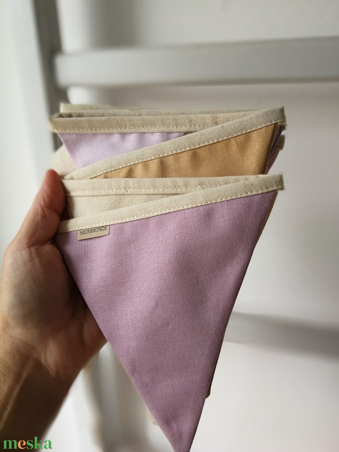 Zászlófüzér, Textil Girland Dekoráció, Babaszoba Dekor, Háromszög Zászló - baba - mama - babaszoba dekoráció - babaszoba füzér, girland  - Meska.hu