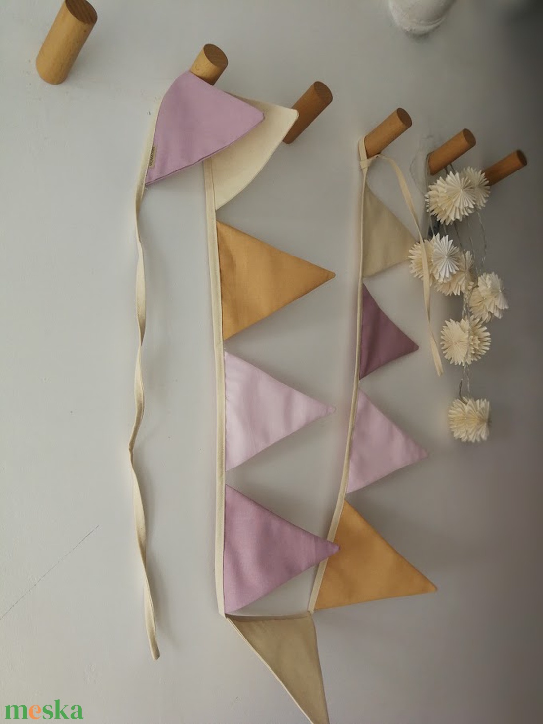 Zászlófüzér, Textil Girland Dekoráció, Babaszoba Dekor, Háromszög Zászló - baba - mama - babaszoba dekoráció - babaszoba füzér, girland  - Meska.hu